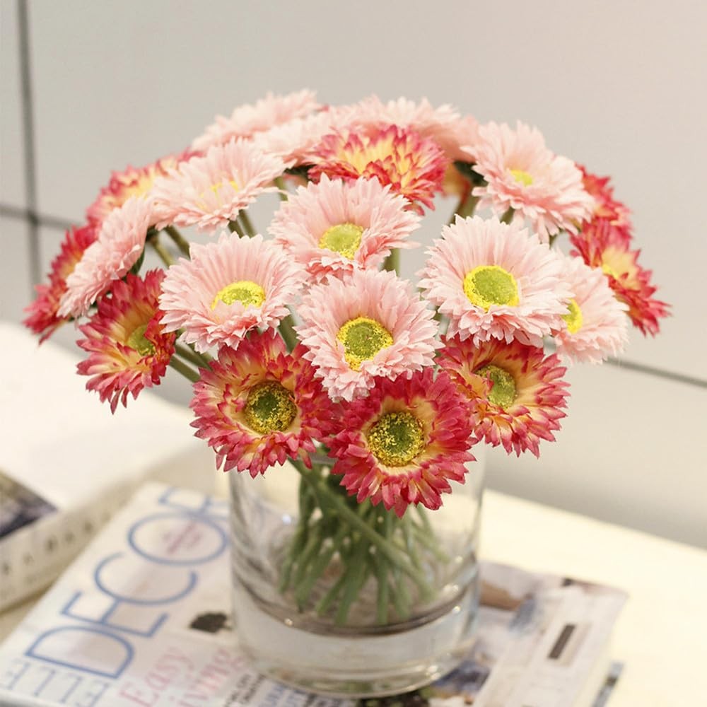 Pink Artificial Daisies Flower Faux Bouquet Silk Event Decor 7.8″ 20 PCS