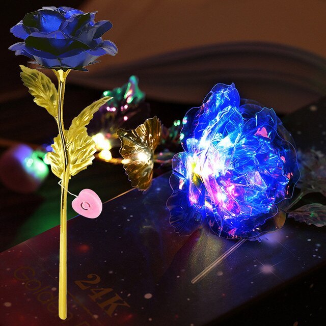 Eternal Rose Flower 24 K Gold Plated Enchanted Galaxy Rose LED Light Rose 4 Pack