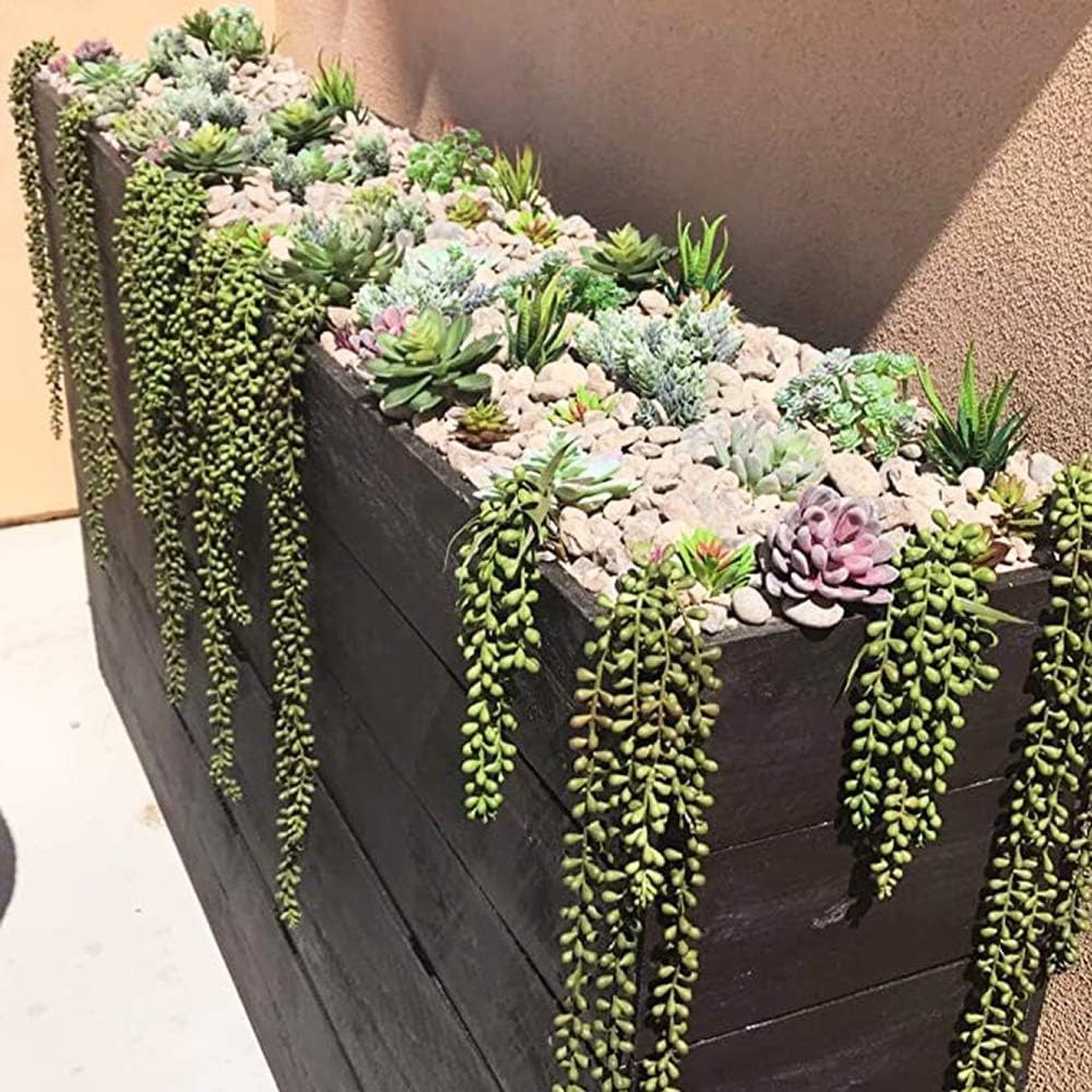6pcs Artificial Fake String of Pearls Plant Faux Fake Hanging Succulents Plan…