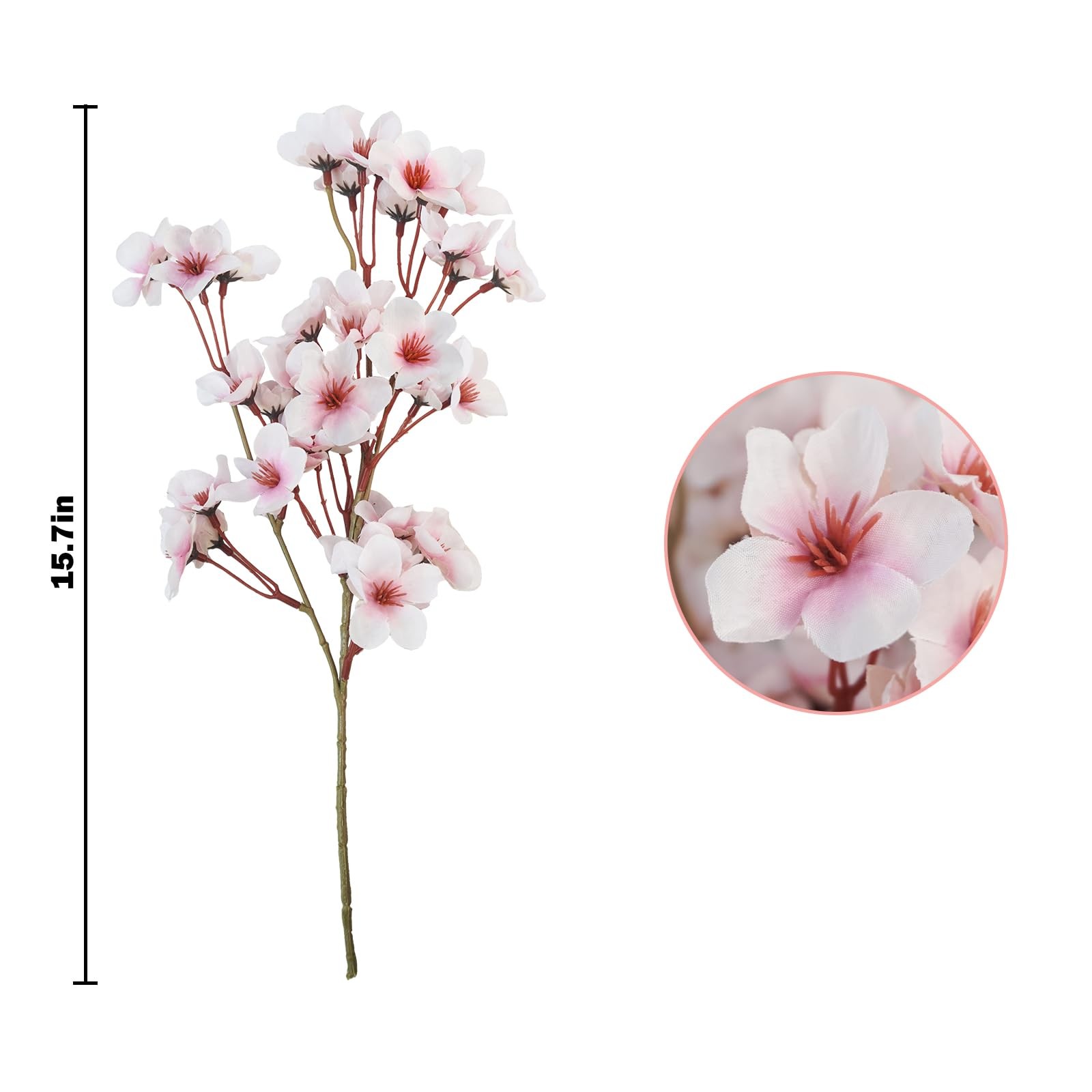 Artificial Cherry Blossom Branches, 6 Pcs Faux Silk Cherry Blossom Flowers Fa…