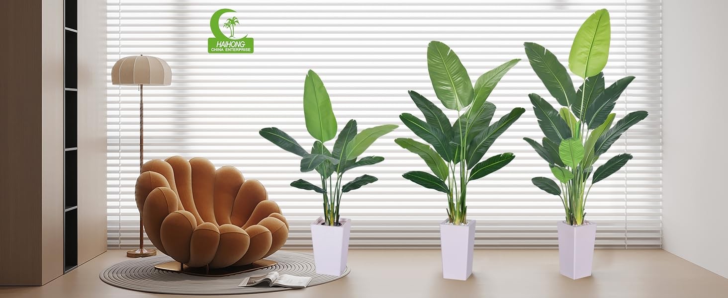 Bird of Paradise Plant Artificial 7ft,Faux Plants Indoor with White Planter,Fake