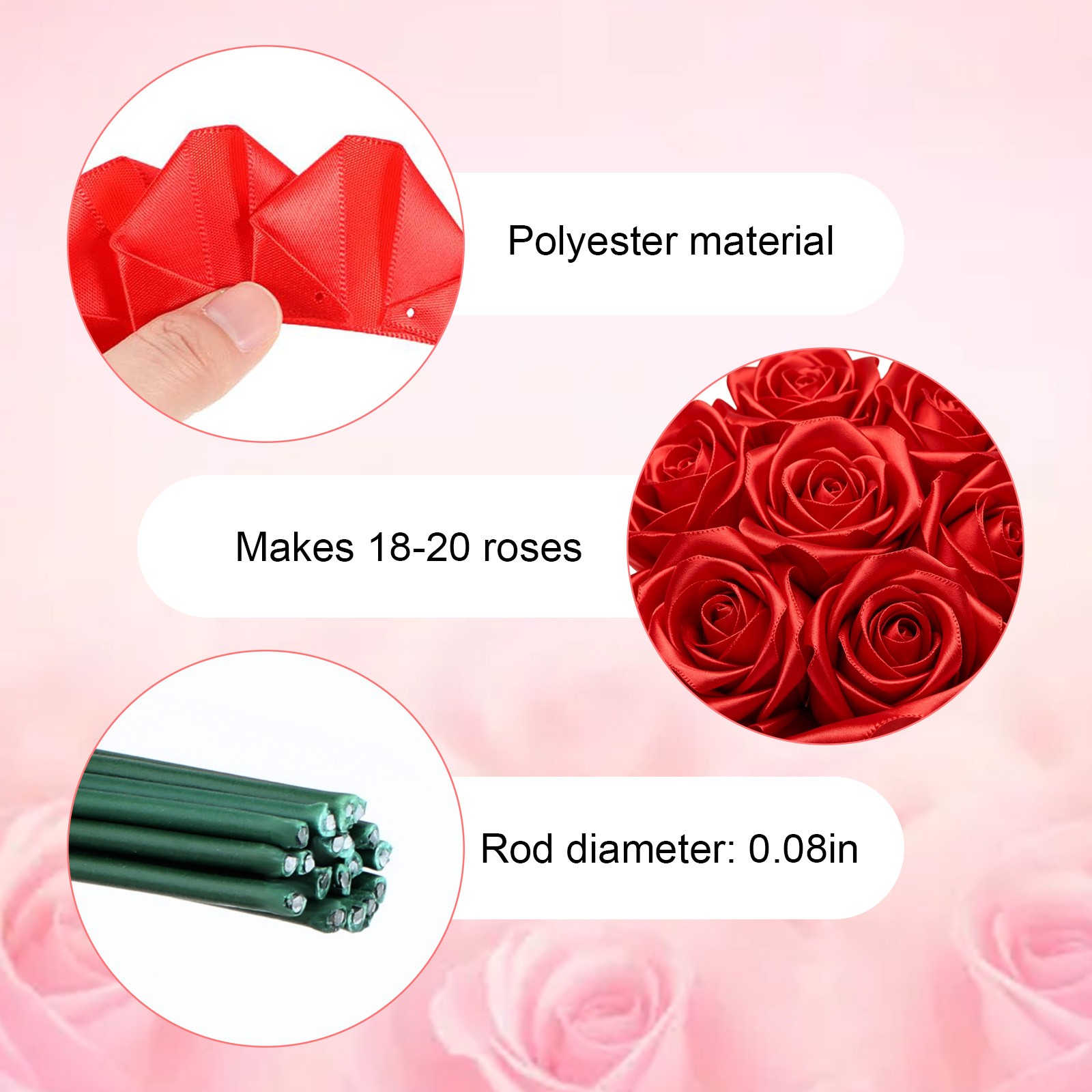 200Pcs DIY Artificial Eternal Rose Kit Satin Petal Handmade Wedding Flowers Gift