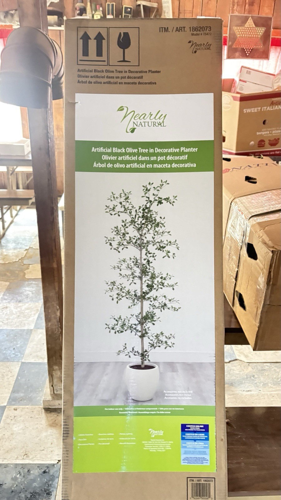 Nearly Natural 6 ft Artificial Black Olive Tree in Decorative White Planter