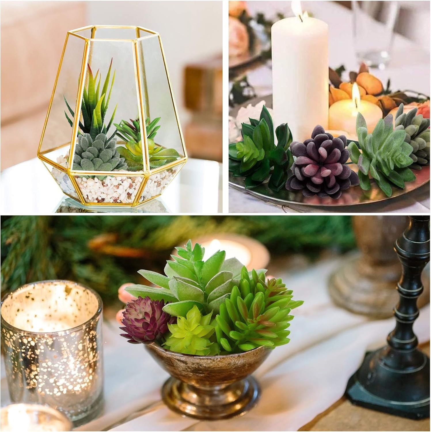 Artificial Succulent Plants – 16 Pcs Set Faux Succulents Unpotted Fake Succul…