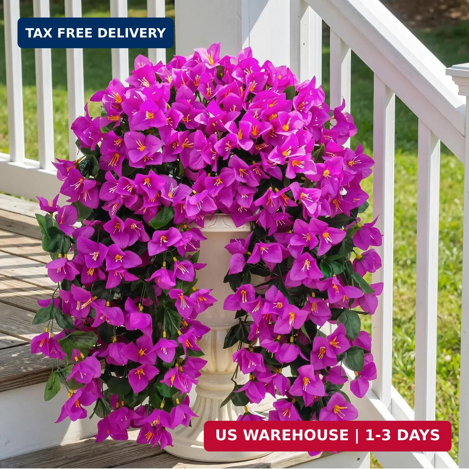 Artificial Bougainvillea Flowers Plants for Outdoors Decoration, 2 Pcs Faux Silk