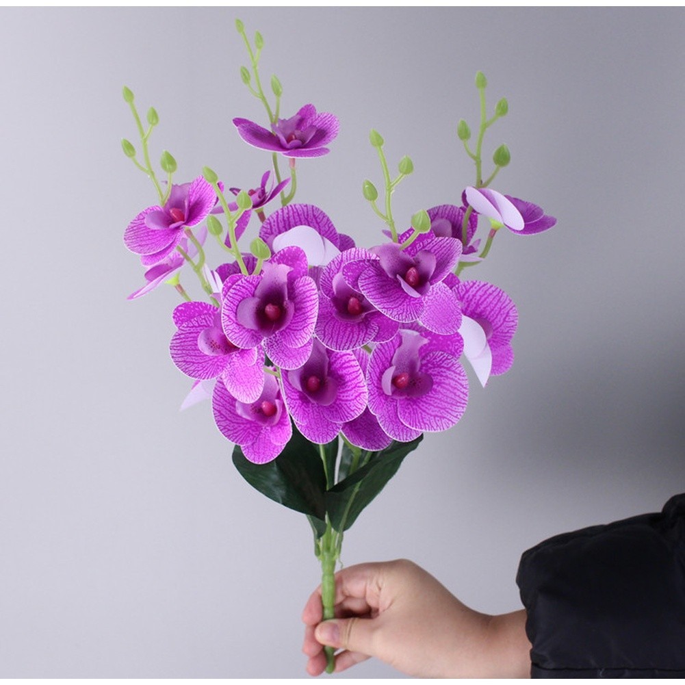 20 Heads Phalaenopsis Artificial Orchid 43cm Stem 3D Printed PU for Home Use