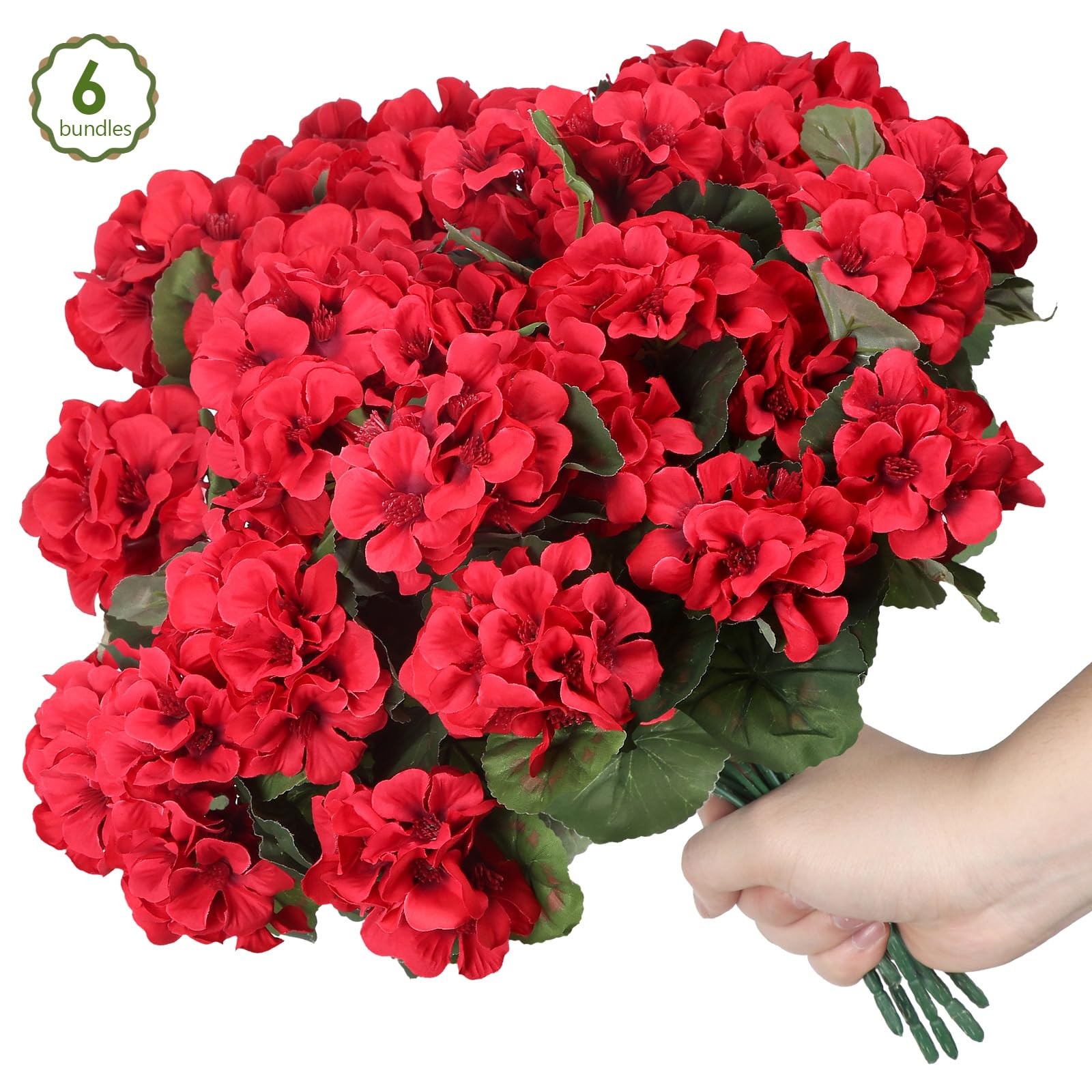 6 Pcs Artificial Geraniums Flowers for Outdoors Realistic Faux Silk Geraniums…