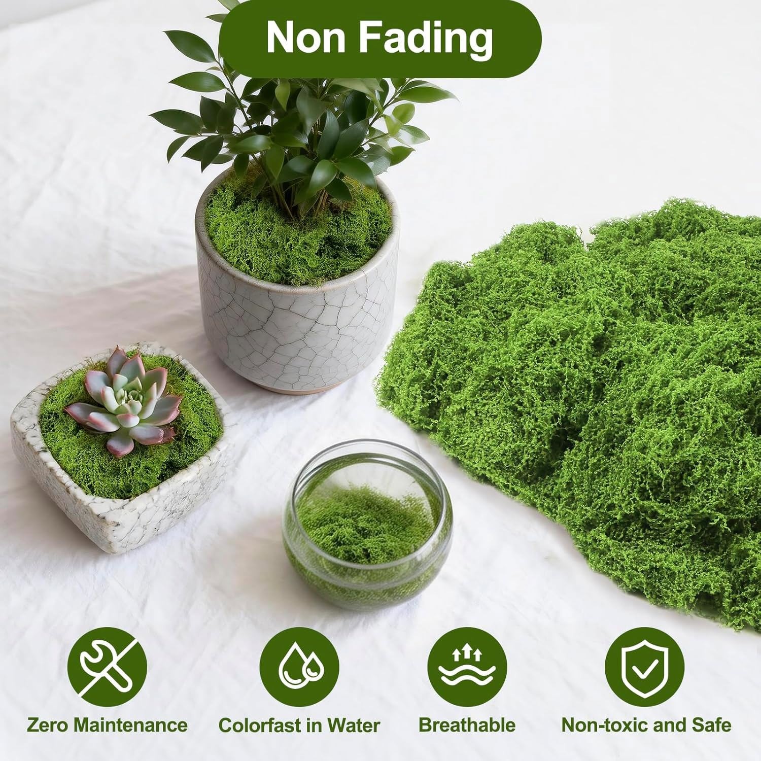 Fake Moss 10.06 oz Artificial Moss for DIY Crafts & Potted Plants Fairy Gardens
