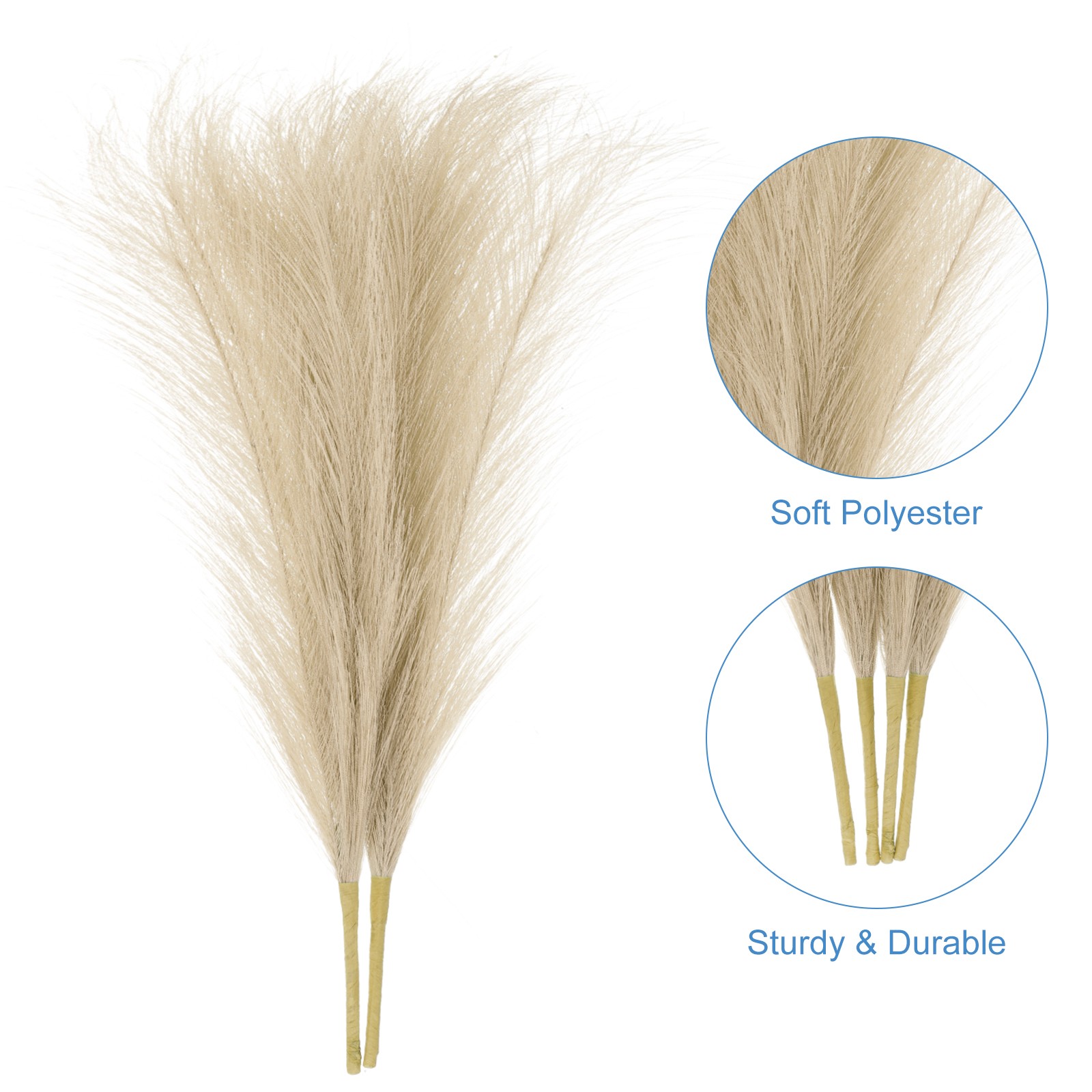 2pcs Faux Pampas Grass 17 Inch 10 Stem Artificial Grass for Decor, Dark Coffee