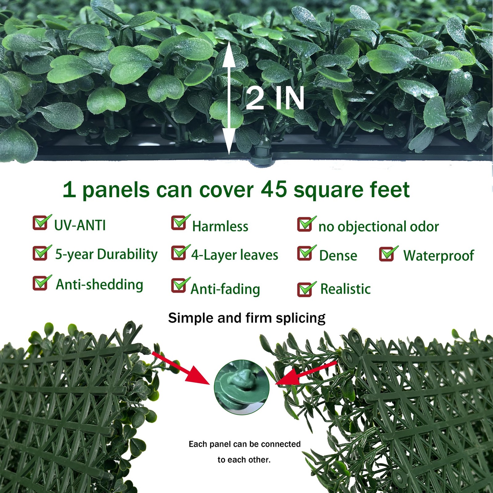 Artificial Plant Boxwood Roll Panels:54 X 120 in (45 sqft)