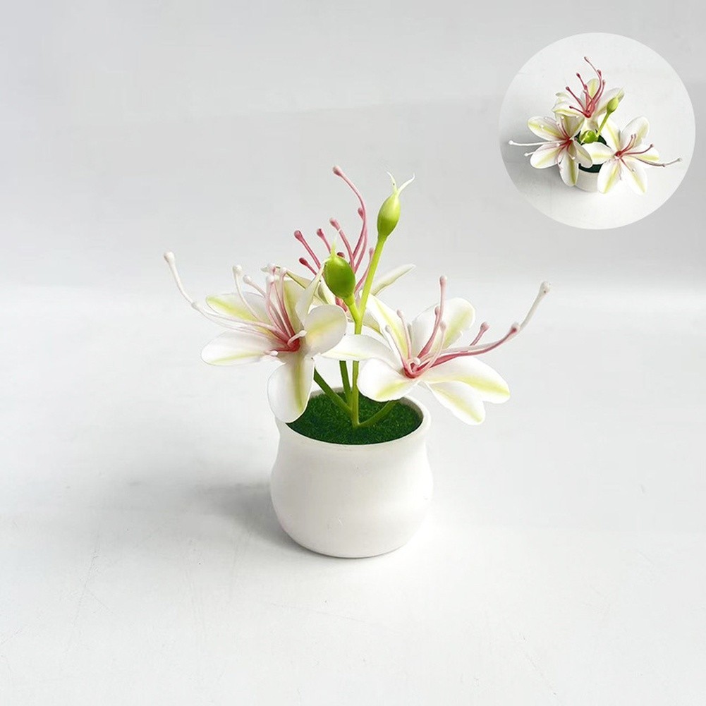 Soft Rubber Like Artificial Jasmine Flower Pot 10.5cm for Modern For Home Decor