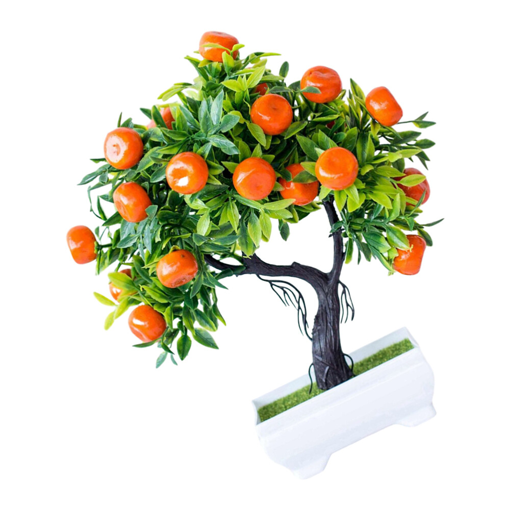 Potted Orange Tree Fake Plant Artificial Fruit Wedding Decor Bonsai Indoor