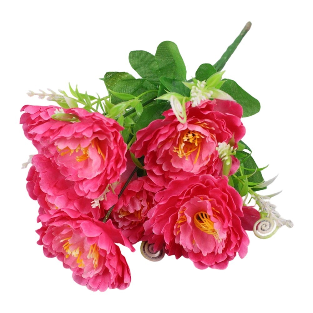7 Stem Artificial Peony Bouquet with 6cm Blooms for Home Office Party Decor