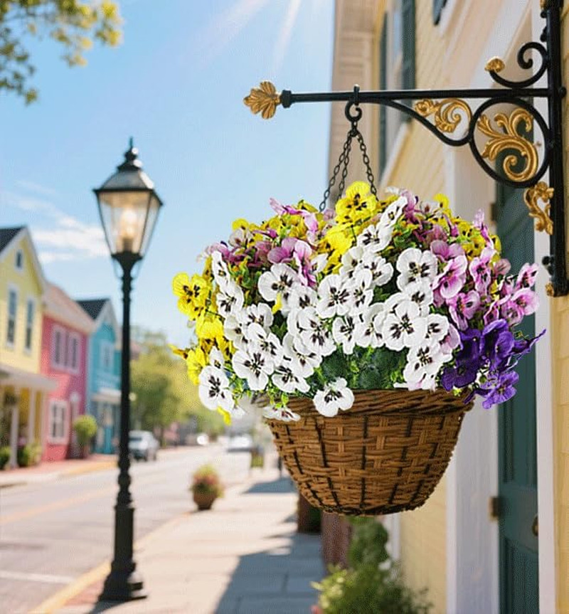 Artificial Fake Pansy Flowers for Outdoor, UV Resistant Faux Silk Pansies Spring