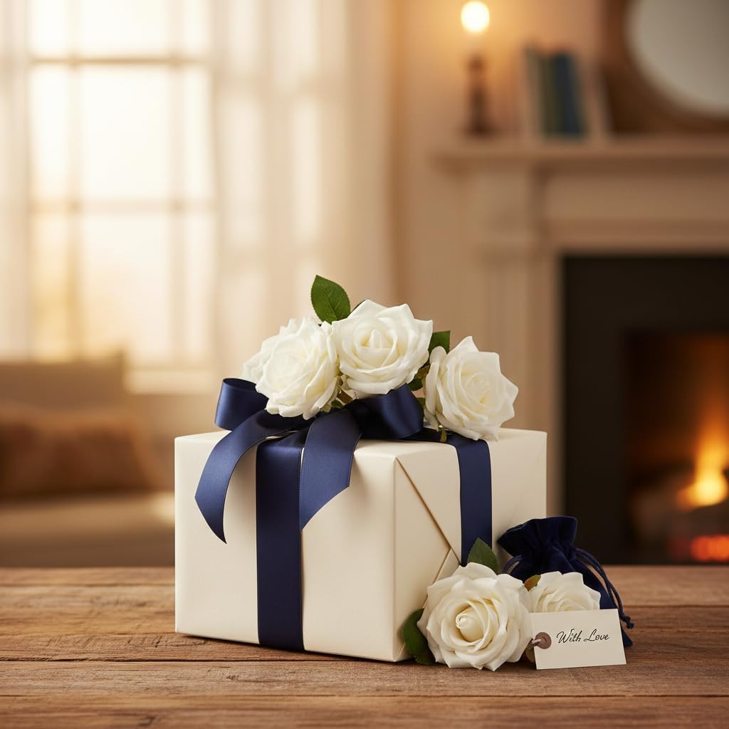 100 Pcs White Rose Artificial Flowers Bulk, Ivory Silk Fake Roses with Long Stem
