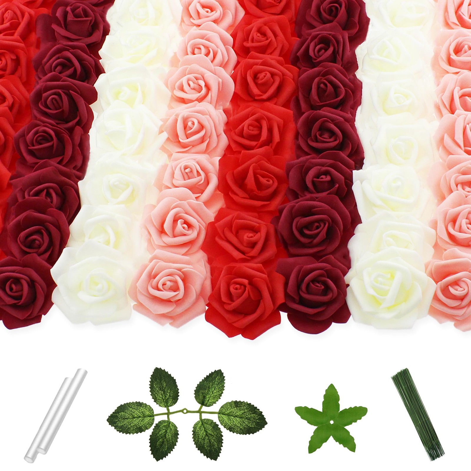 100 Pcs 2 Inch Artificial Flowers Faux Foam Fake Rose Head Bulk for Home Deco…