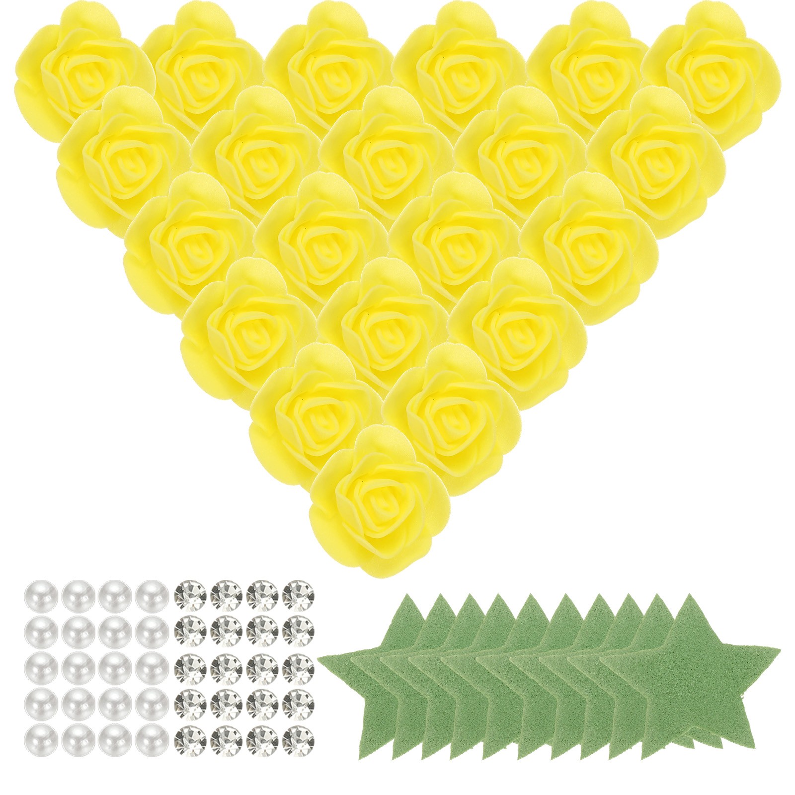 500pcs Foam Rose Heads 3.5 cm for DIY Crafts Accessories, Yellow