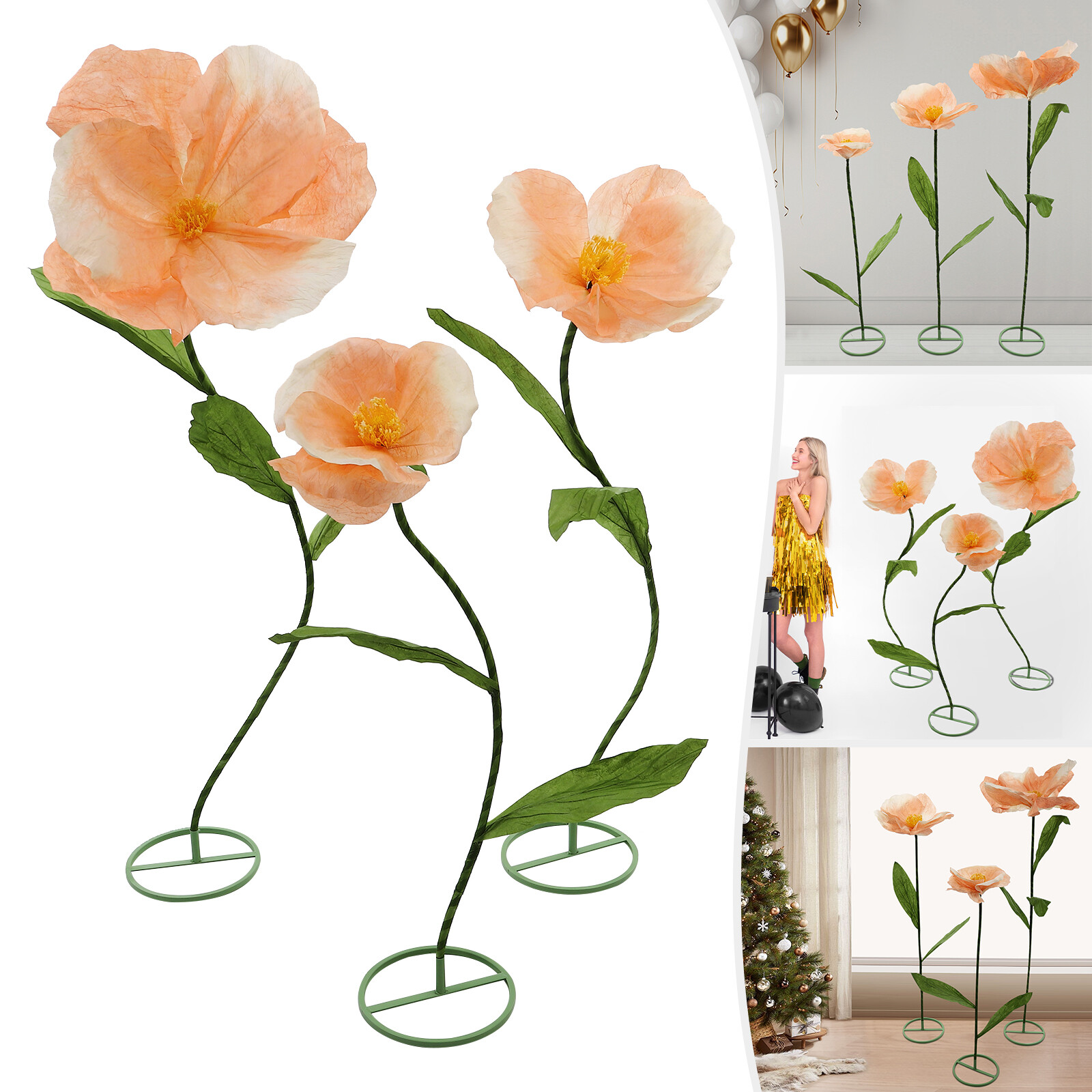 3PC Artificial Flower Bouquet Flower Bridal Wedding Supply Home Decor Champagne