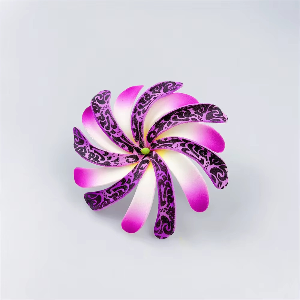 10pcs Tahitian Flowers With Green Core And Stem Hair Side Flower Hairstyle Pins