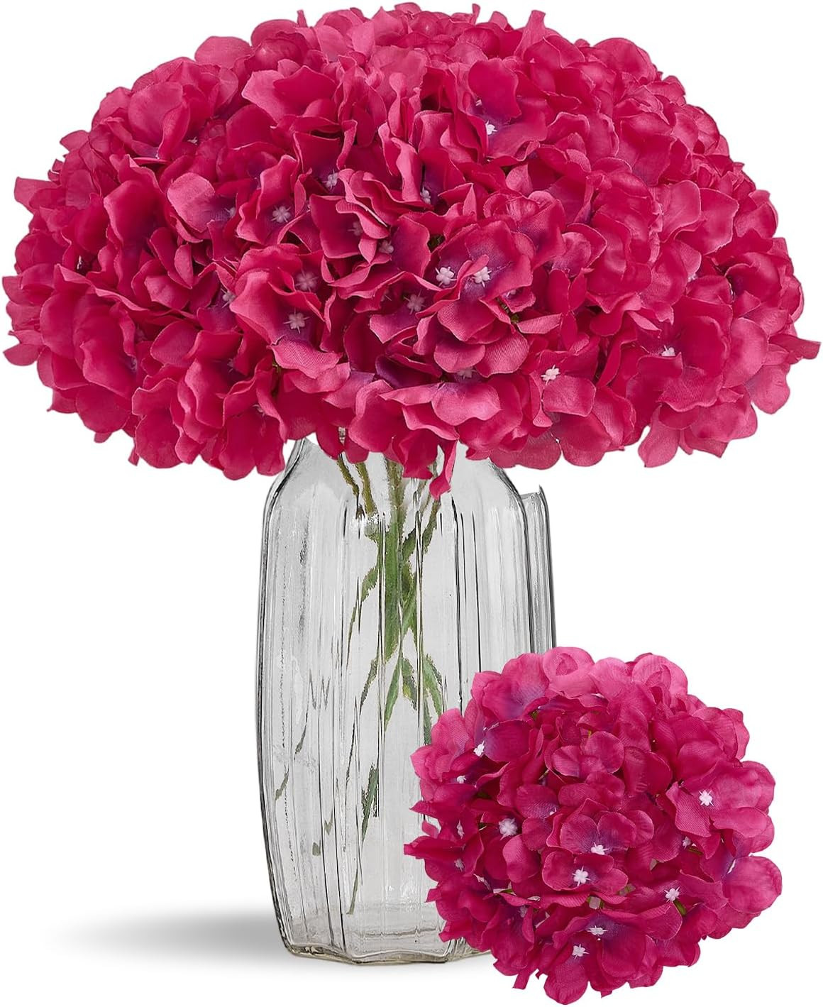 80 PCS Fuchsia Silk Hydrangea Flowers for Wedding & Party Decor