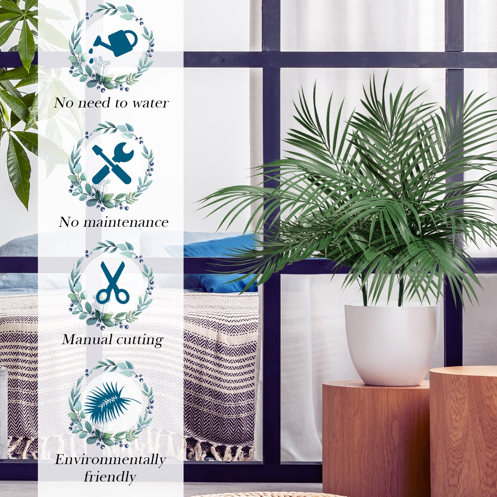 30 Pcs Artificial Palm Leaves Large Faux Plants Summer Hawaii Decorations Pla…