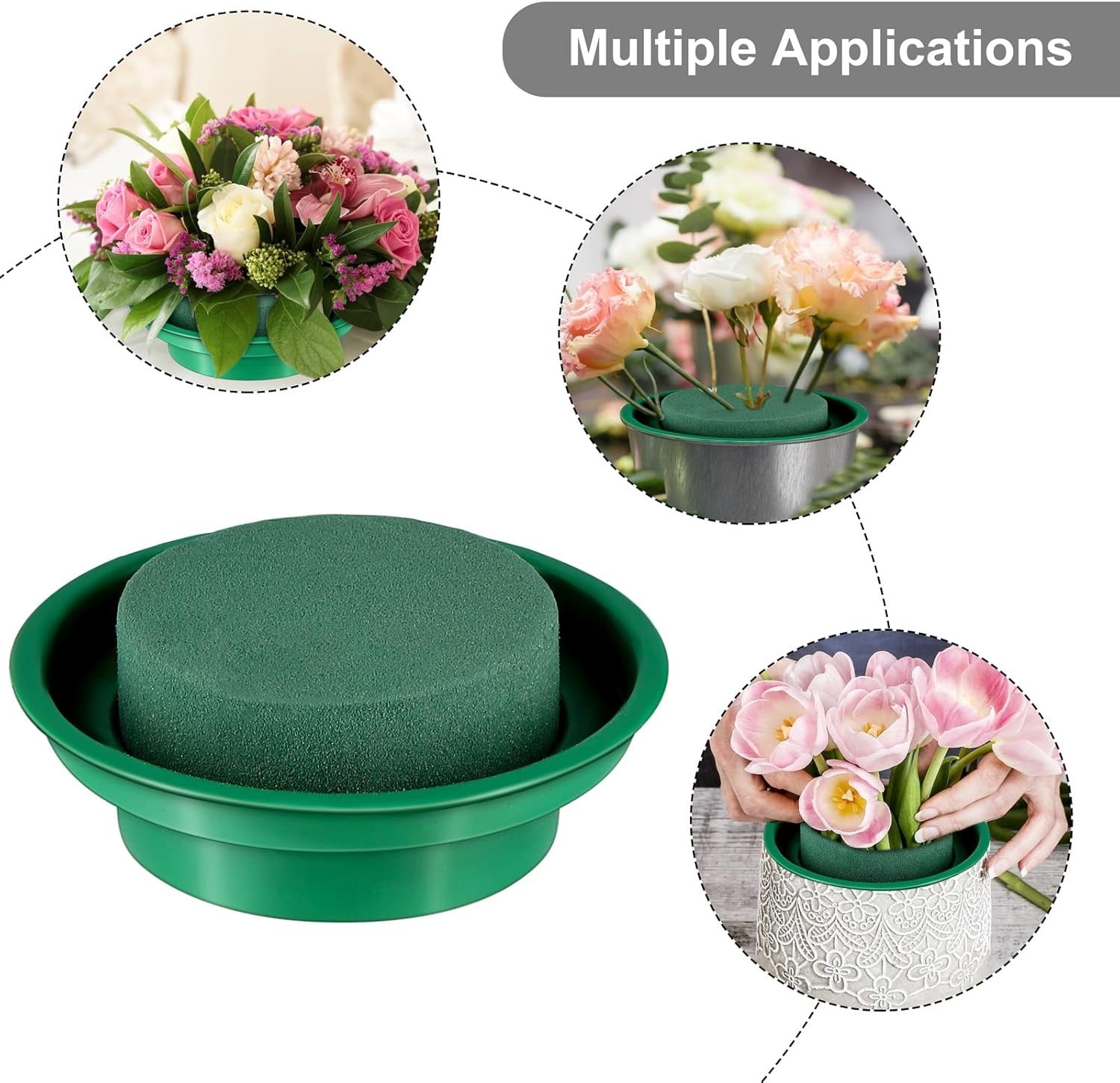 8 Packs Green Floral Foam Rounds in Bowls DIY Flower Arrangement Kit for Fres…