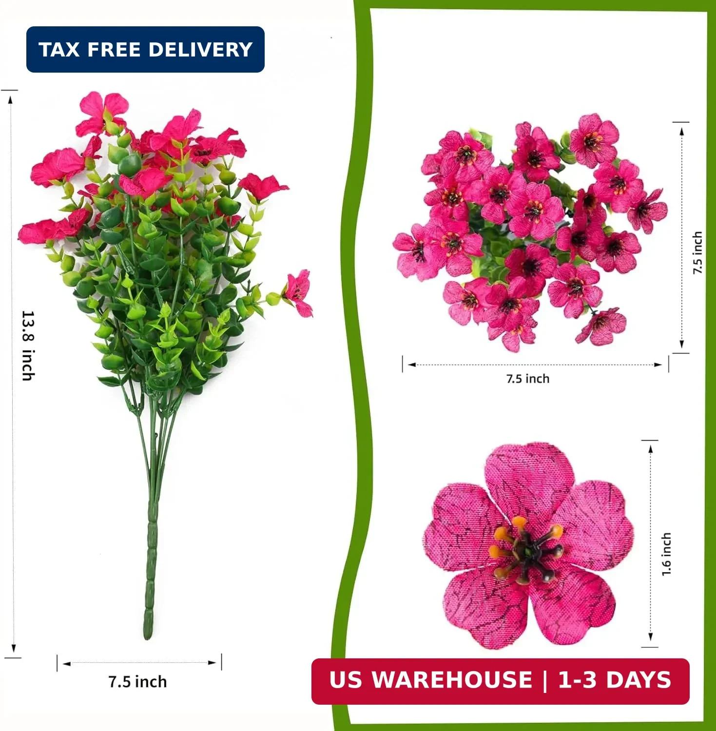 Artificial Flowers for Indoor & Outdoor Decoration – 6 Bundles Faux Daisies with