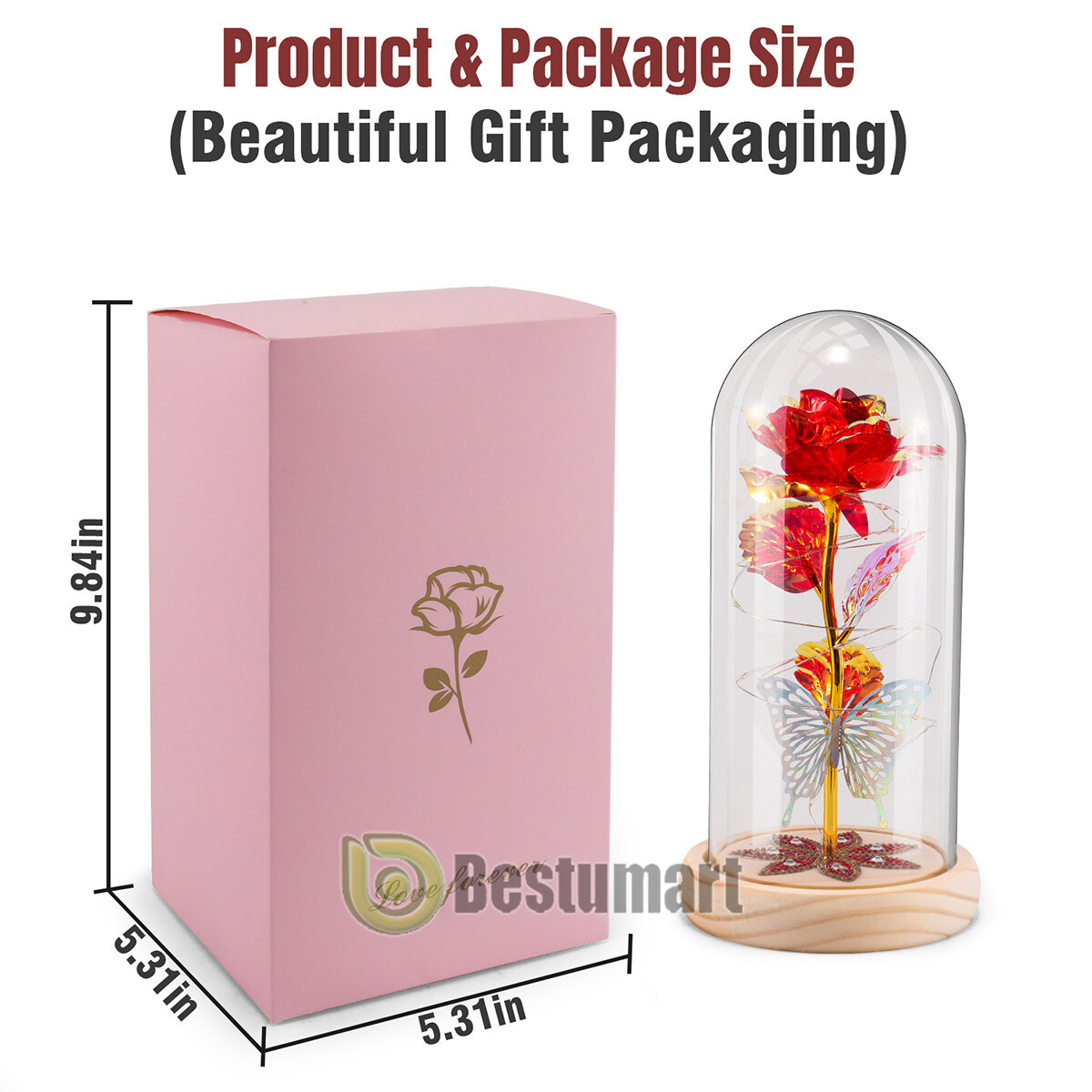 Rose Flowers Christmas Gift for Women,Glass Dome Rose Gifts for Mom Wife Grandma