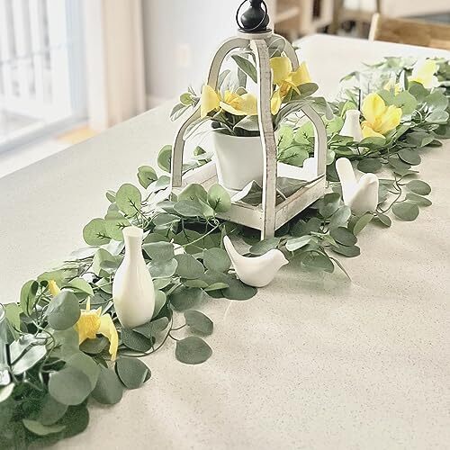 8 Pcs 7FT Artificial Eucalyptus Leaves Greenery Garland for Wedding Wall Decor