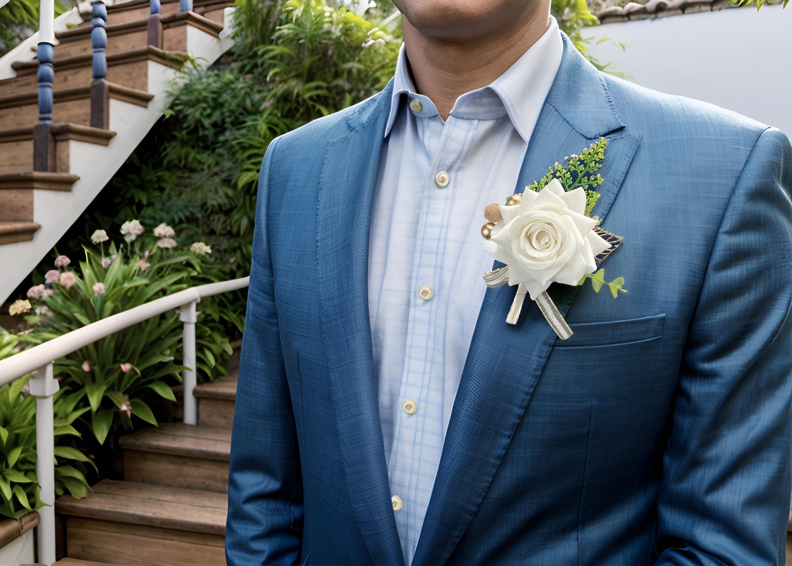 2 pcs Set Ivory Rose Boutonniere Flowers for Men Wedding Corsage Handcrafted