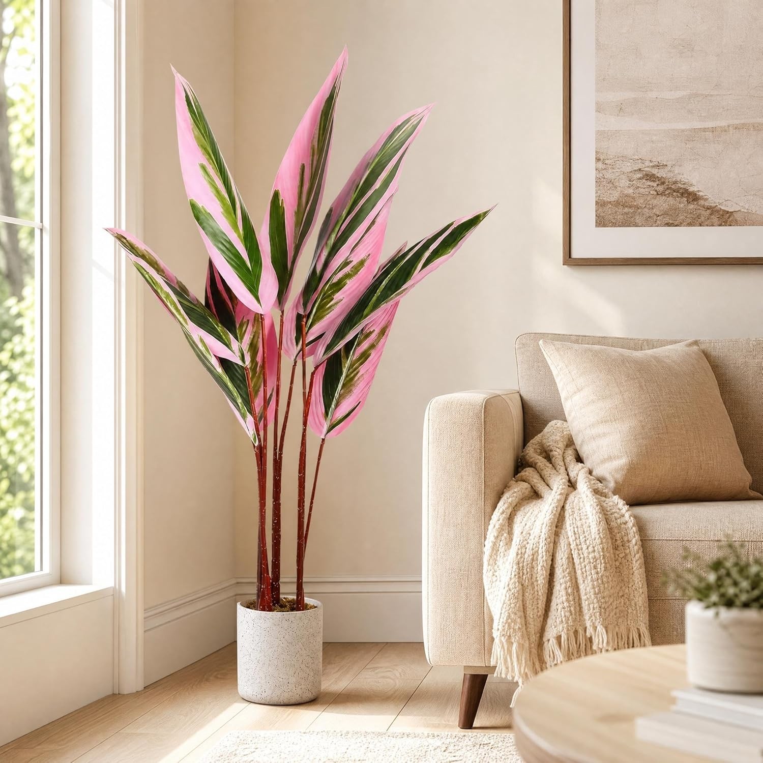 4FT Artificial Plant in Pot Faux Floor Plant Realistic Leaves Decor Fake Tree