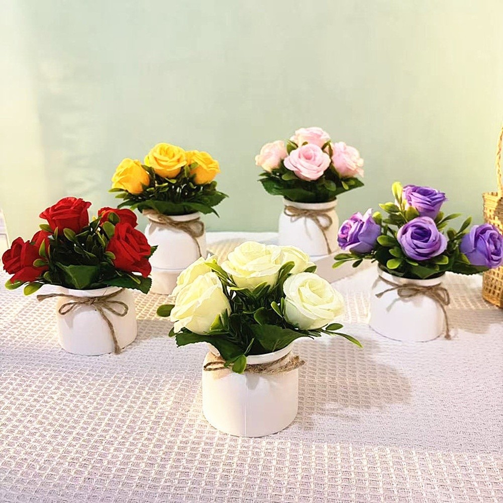 15cm Artificial Bonsai with Lifelike Petals for Indoor Table Decor