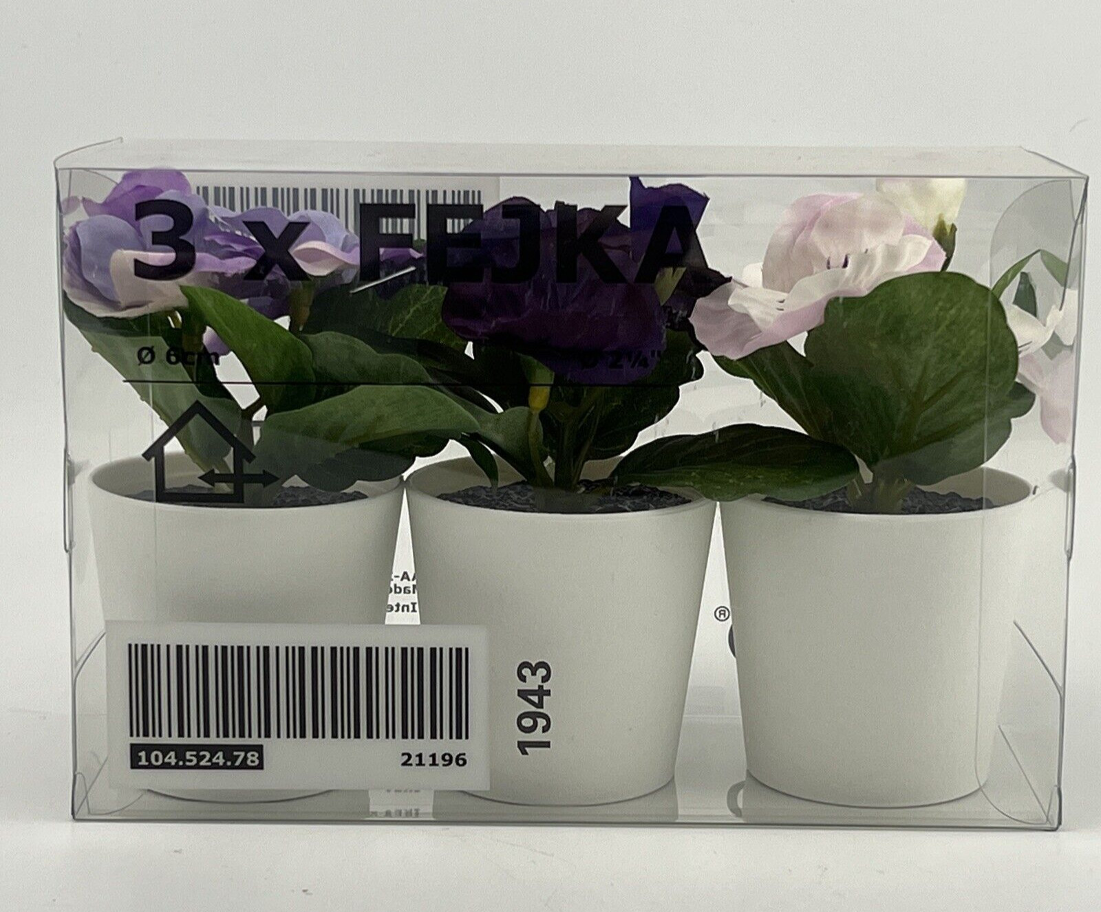 Ikea Fejka Artificial Potted Plant With Pot Set of 3 Flower Mix Purple/White NEW