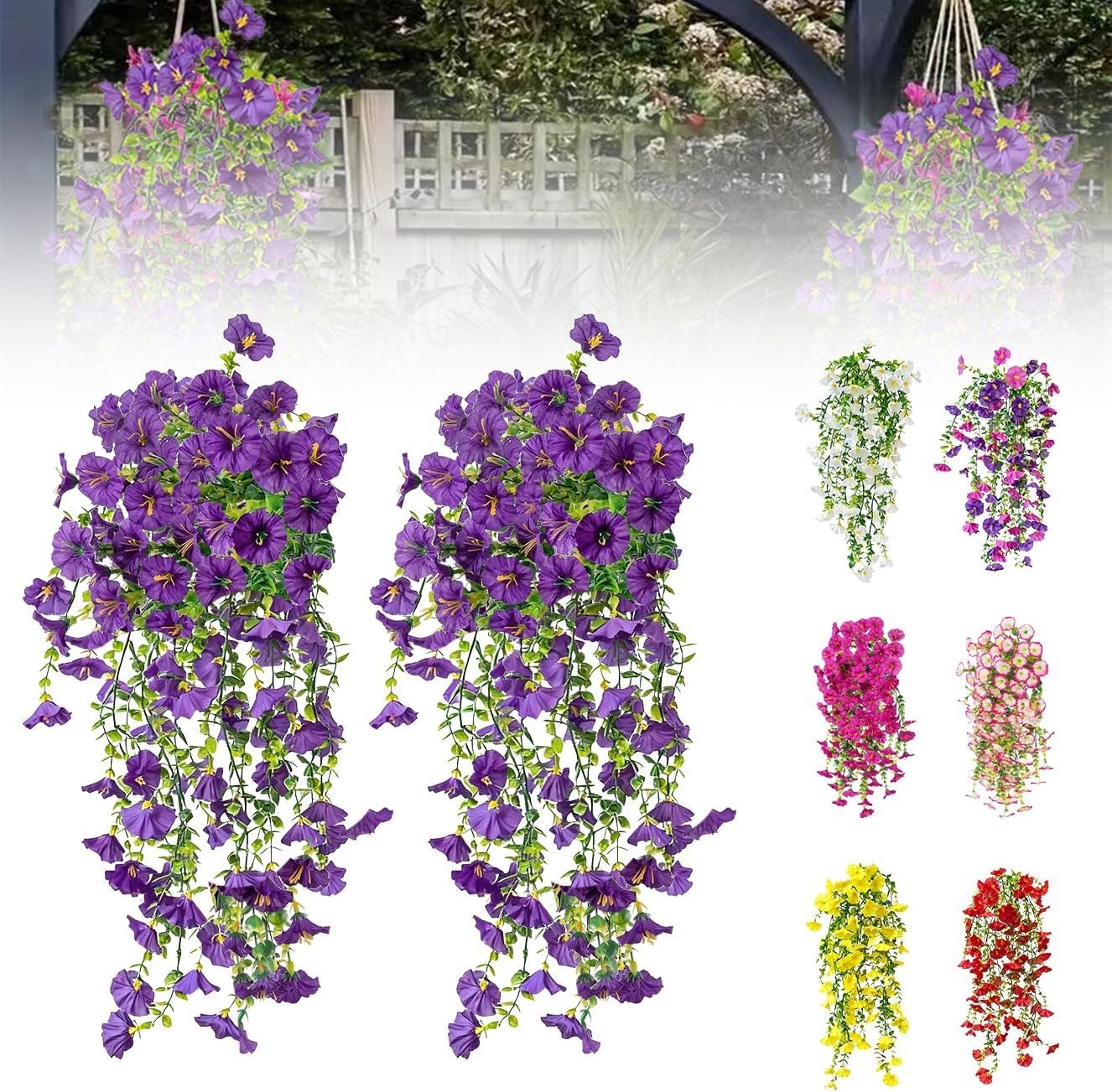 Artificial Flowers for Outdoors Fake Morning Glory Hanging Flower Decoration,…