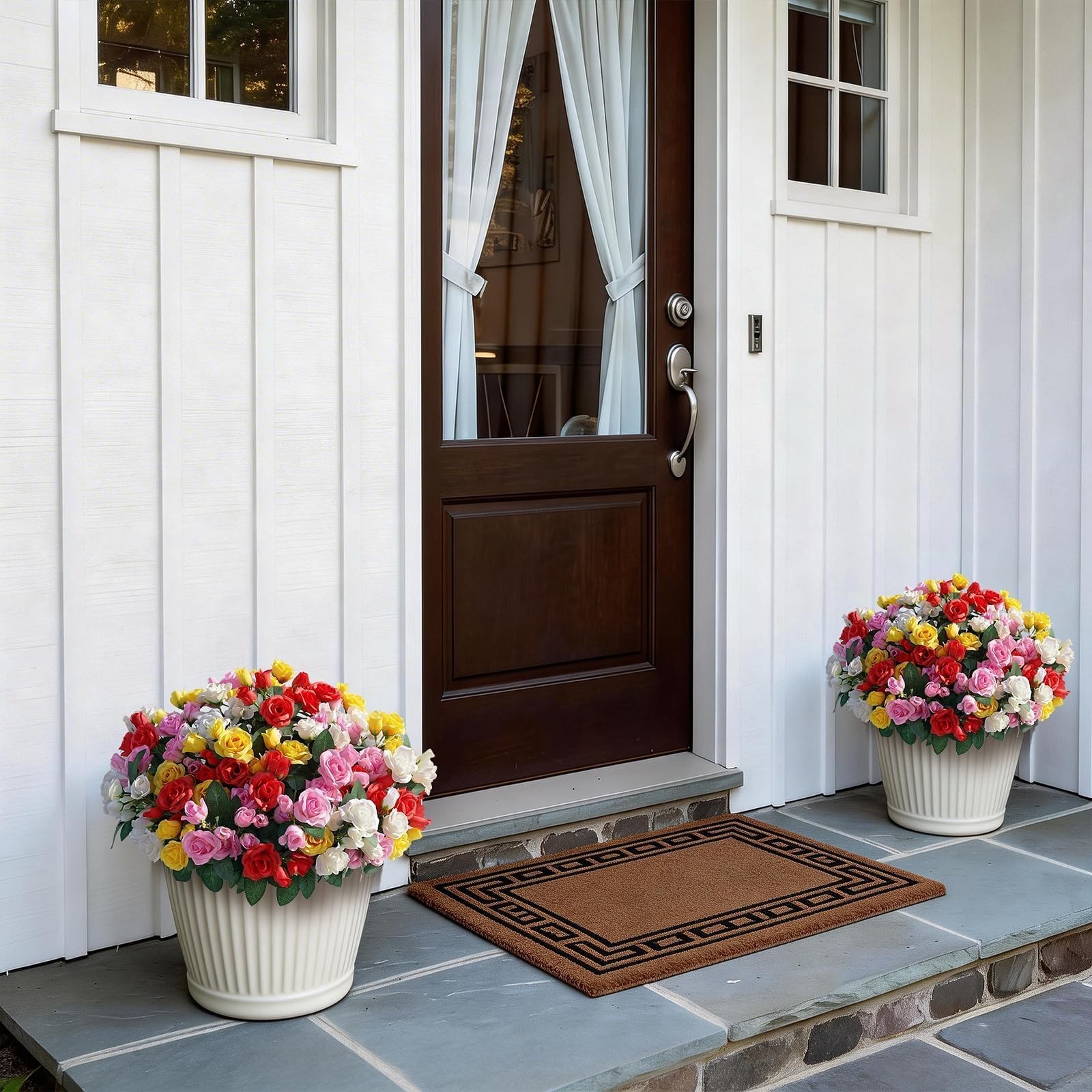 Bundles Artificial Roses for Front Door Outdoor Decor, Realistic 8 Mixed Color