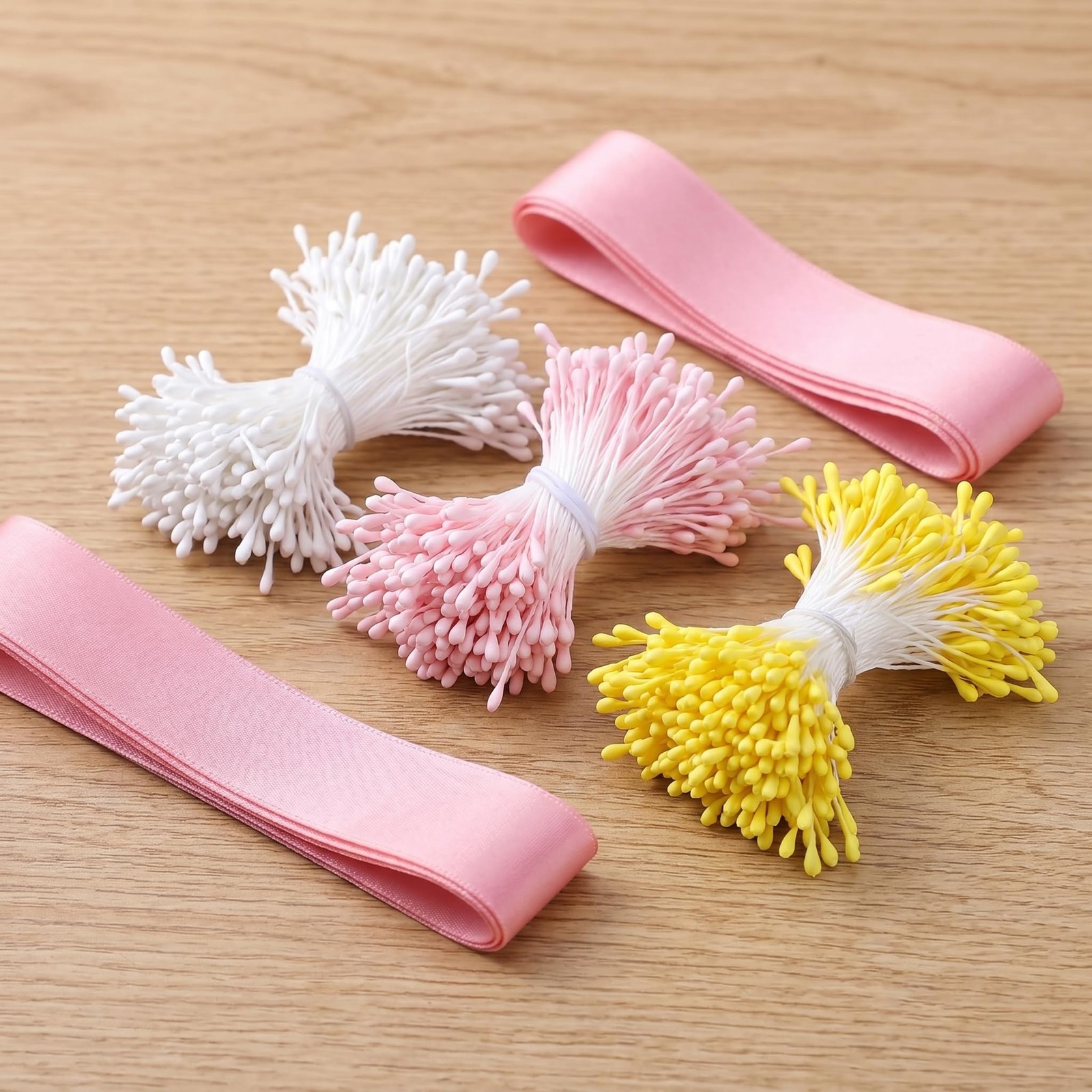 1200PCS Double Head Flower Stamens, Artificial Matte Floral Stamens 3 Colors,…
