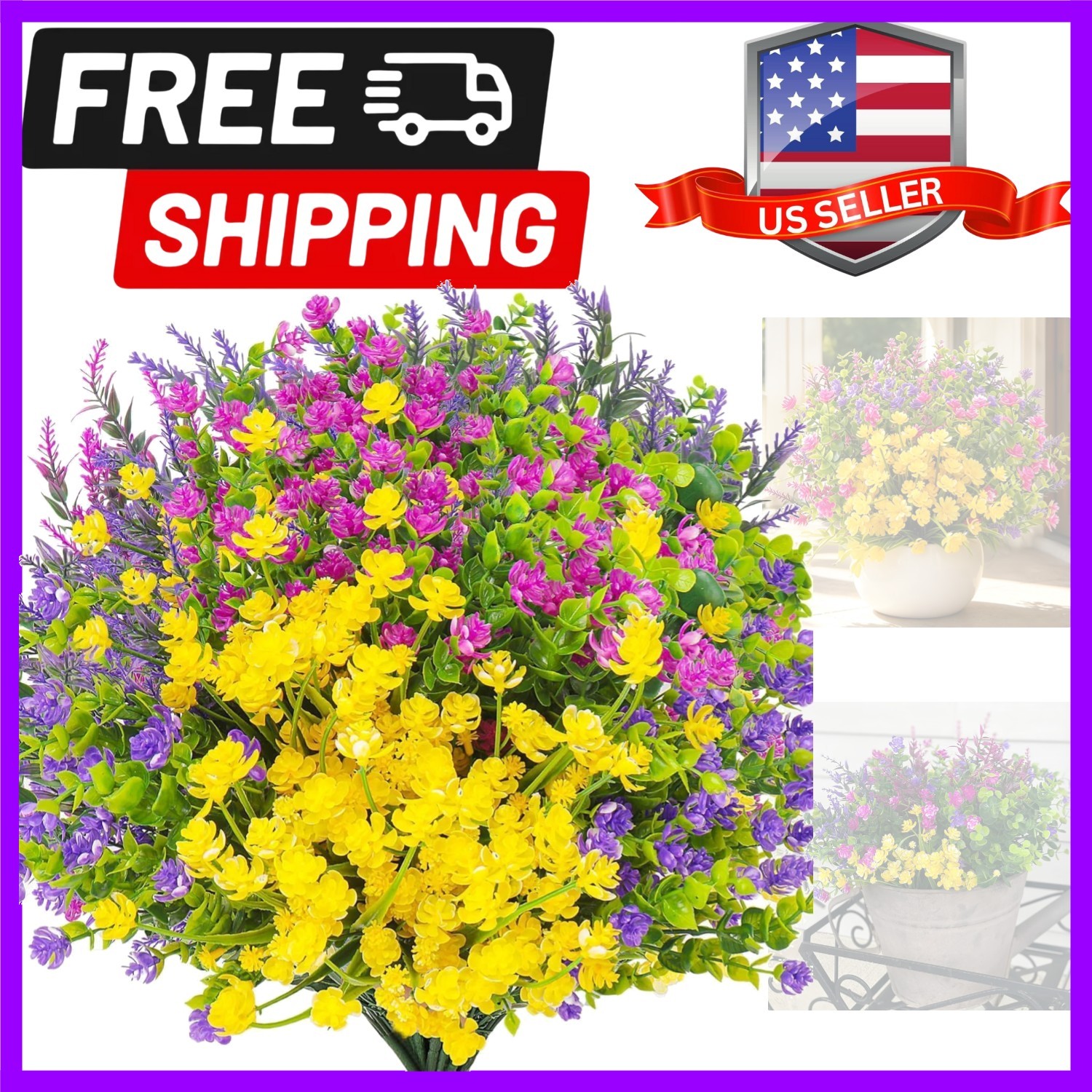 20 Bundles Artificial Flowers for Outdoors Fake Flowers UV Resistant No Fade …