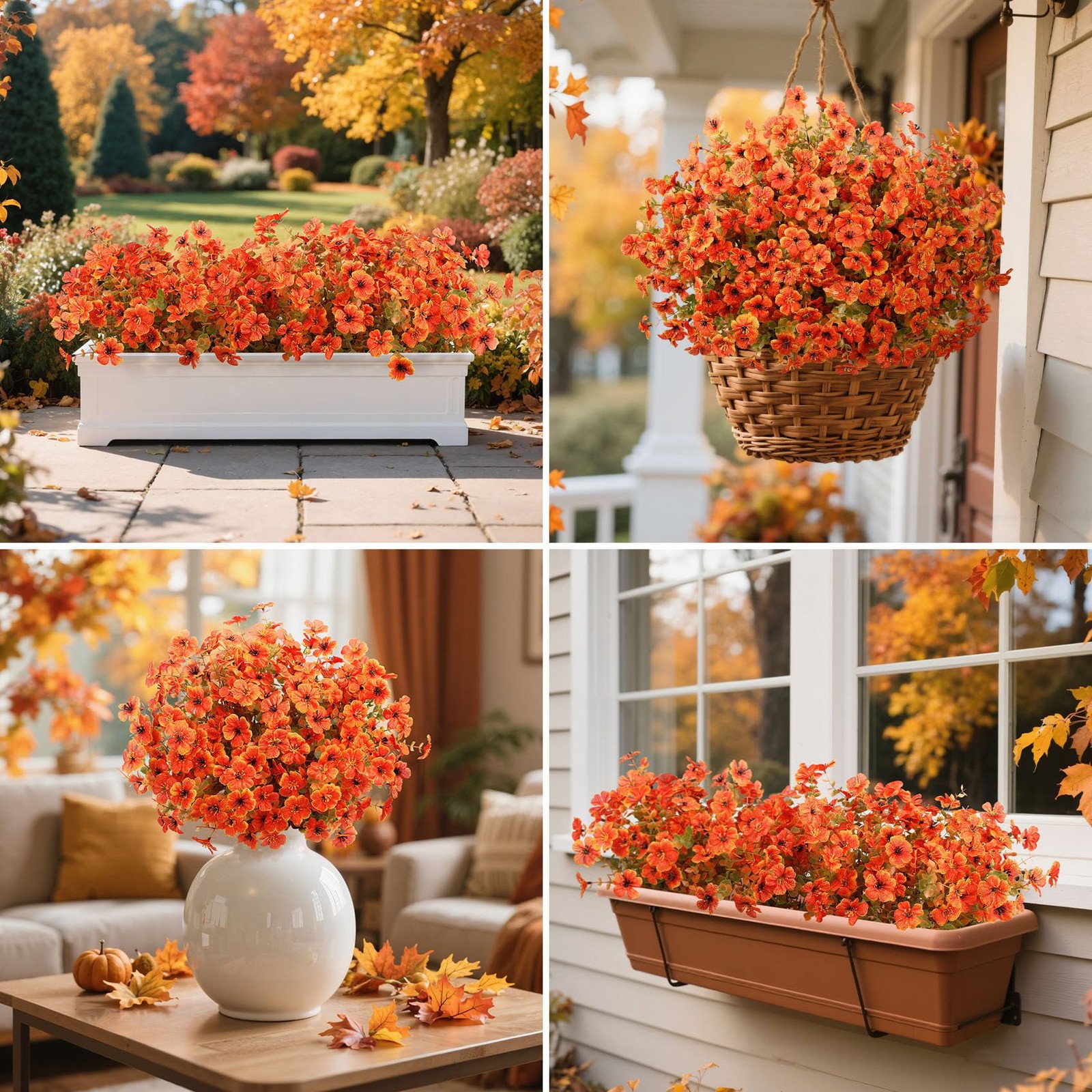 Artificial Fall Flowers for Outdoors Decoration, 12 Bundles Fake Mums Silk Da…