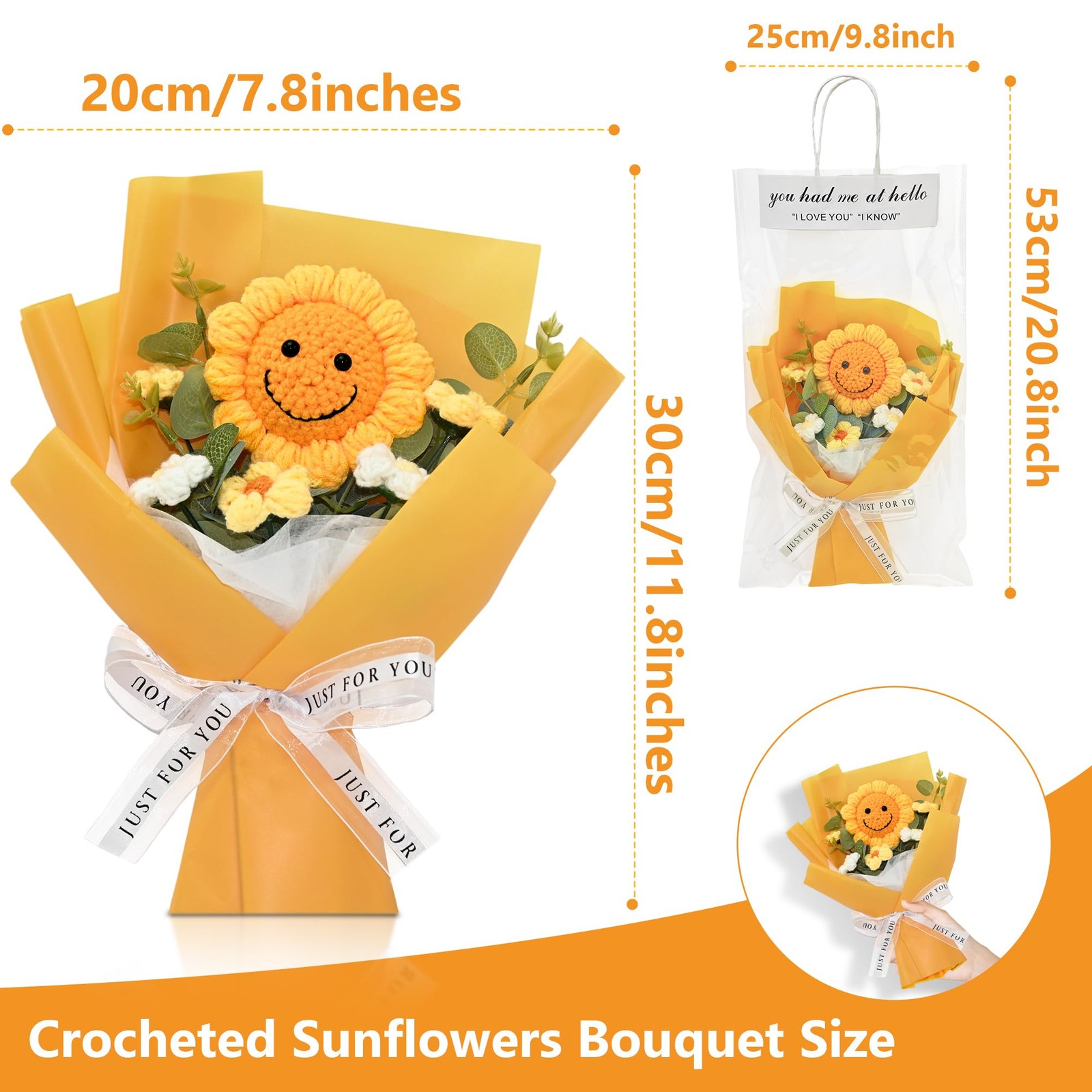 Handmade Crochet Flower Bouquet – Finished Knitted Sunflower & Daisy Flowers,…