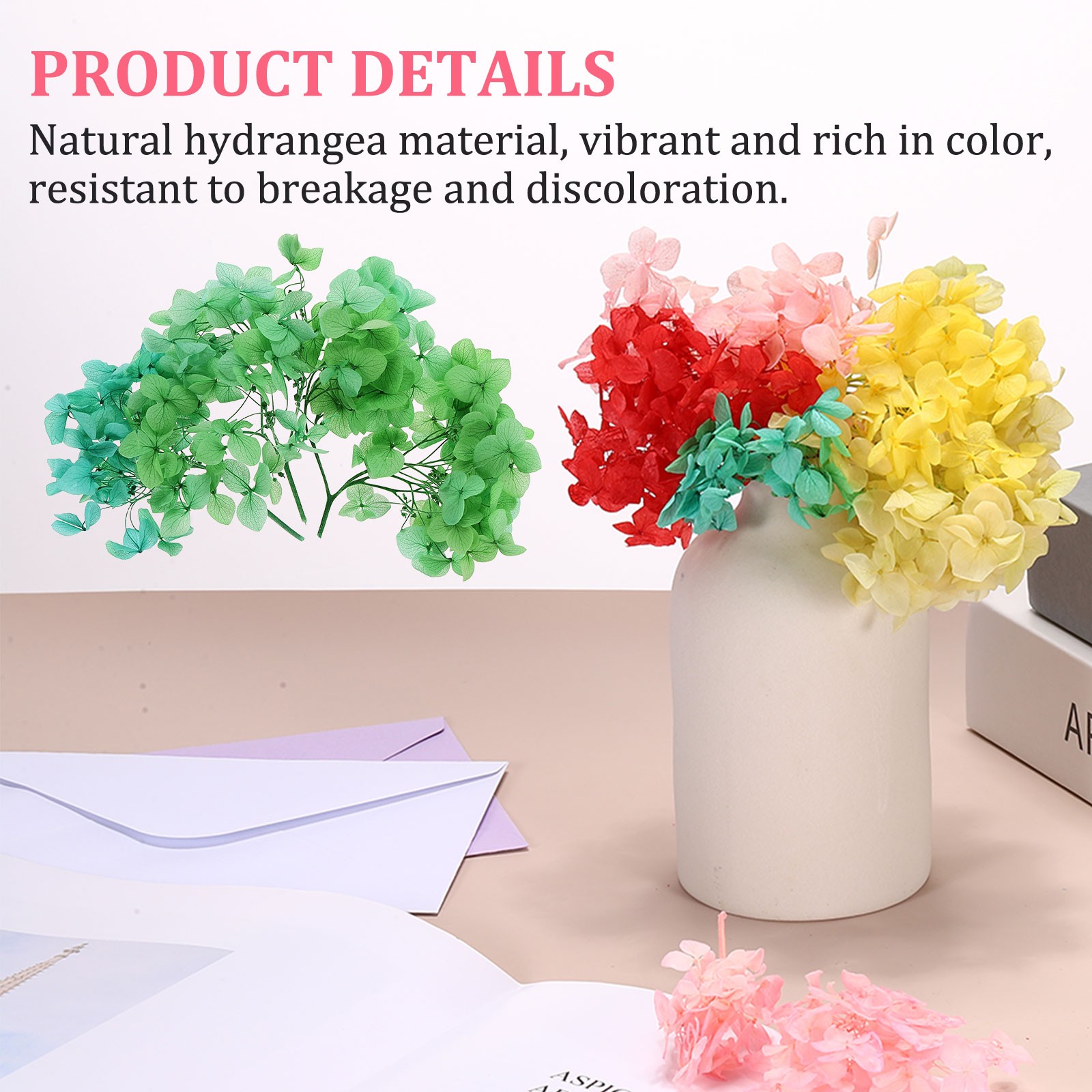10g Mini Dried Hydrangea Flower Natural Pressed Flower Gradient, Green