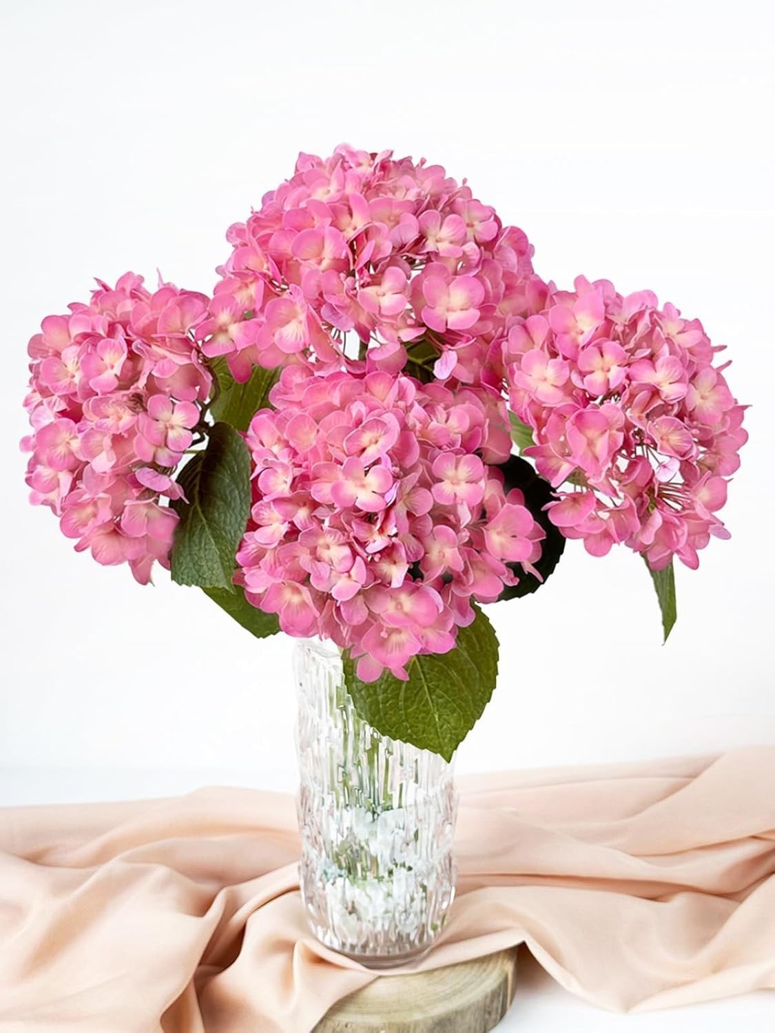4 Pcs 20” Real Touch Hydrangeas Pink Artificial Hydrangeas Flowers Faux Late