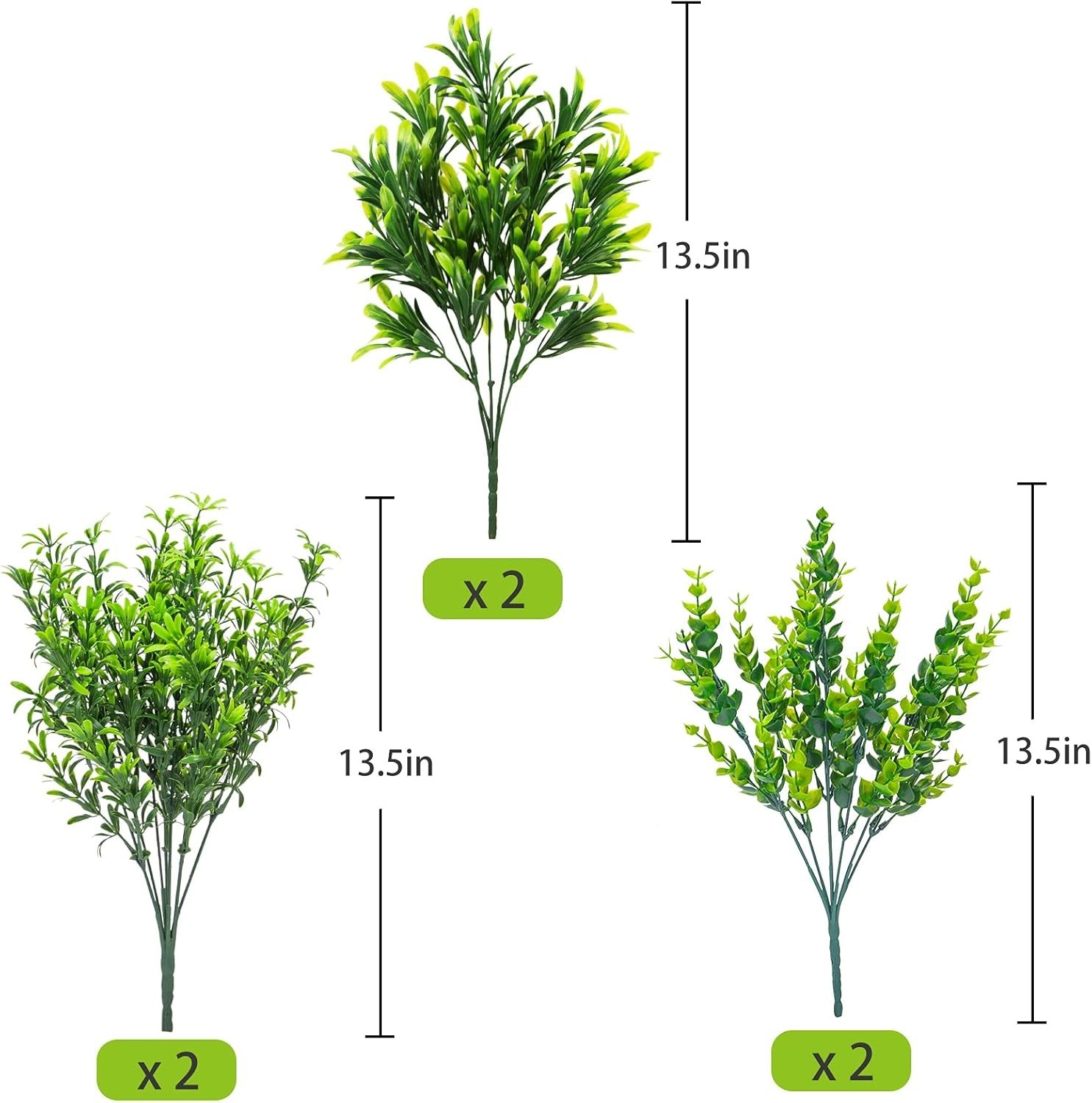 6 Bundles Faux Greenery Stems – UV Resistant Eucalyptus & Rosemary for Home D…