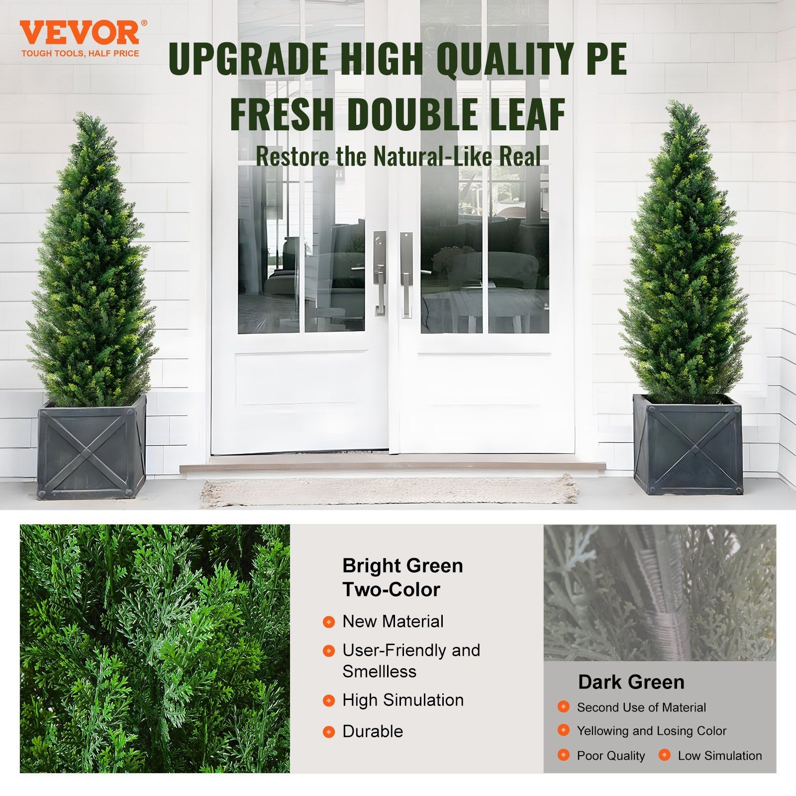 48in Shatterproof Cedar Trees 2 Pcs Heavy Gauge Trunk Faux Topiaries Anywhere