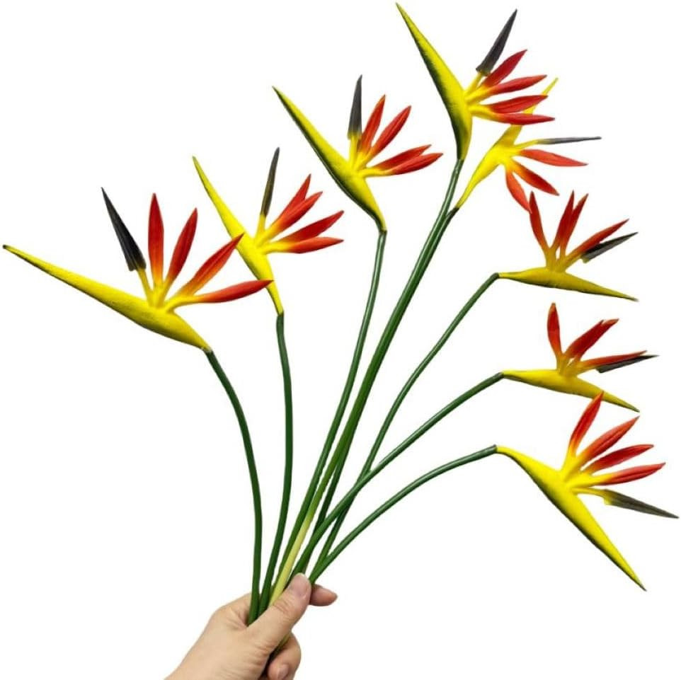 Corkwaw 8 Pack 21-1/2 Inch Artificial Flowers Bird of Paradise,Green Plant for H