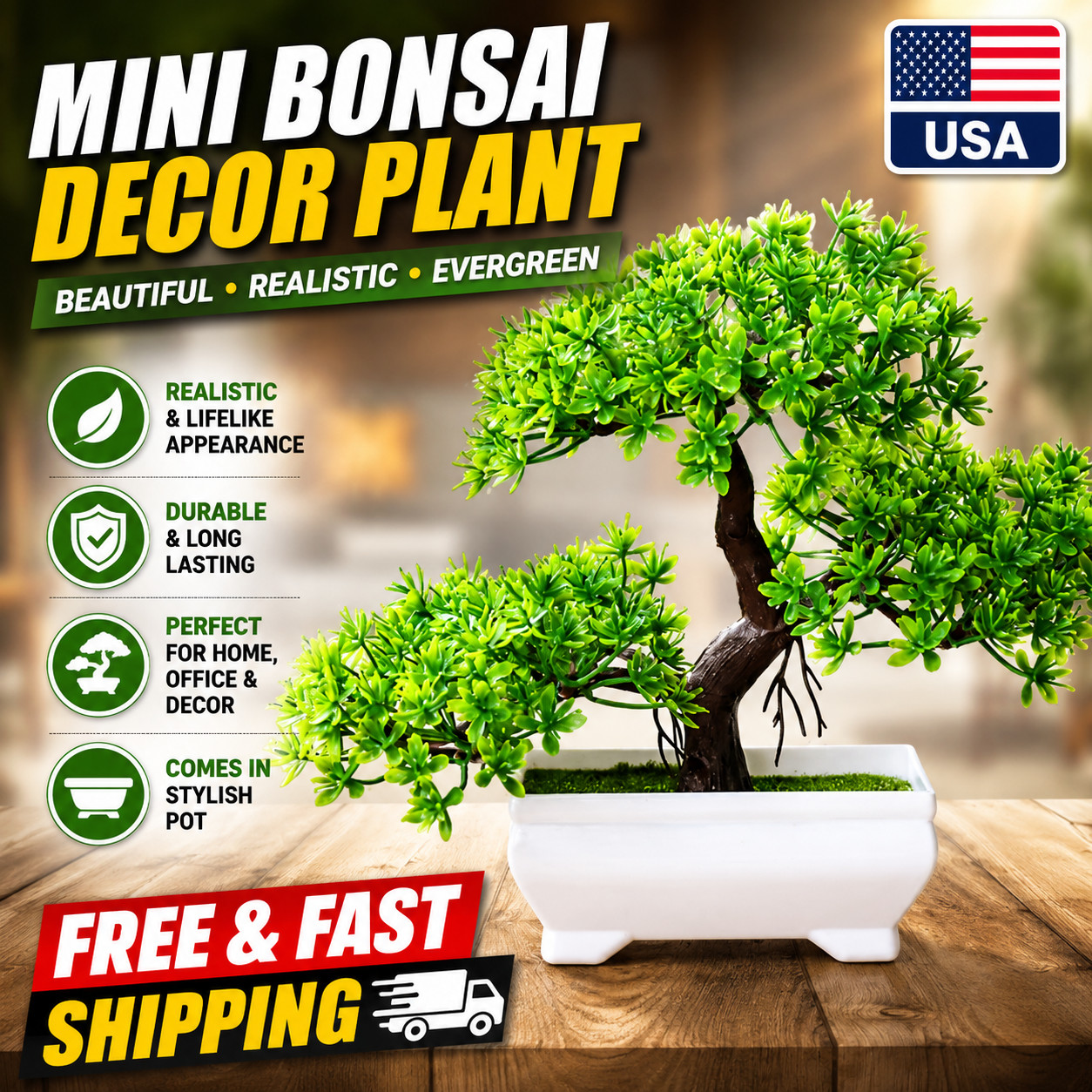 Artificial Plants Bonsai Simulated Tree Potted Plants Fake Flowers Table Potted