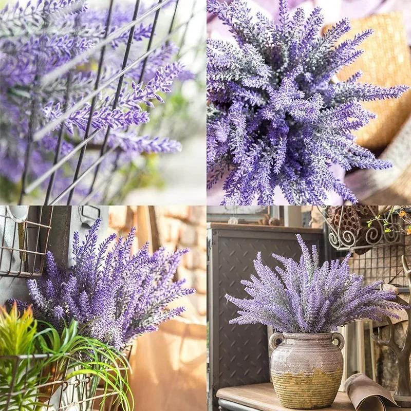 a Bunch of Provence Lavender Plastic Artificial Flowers False Plants Wedding Hom
