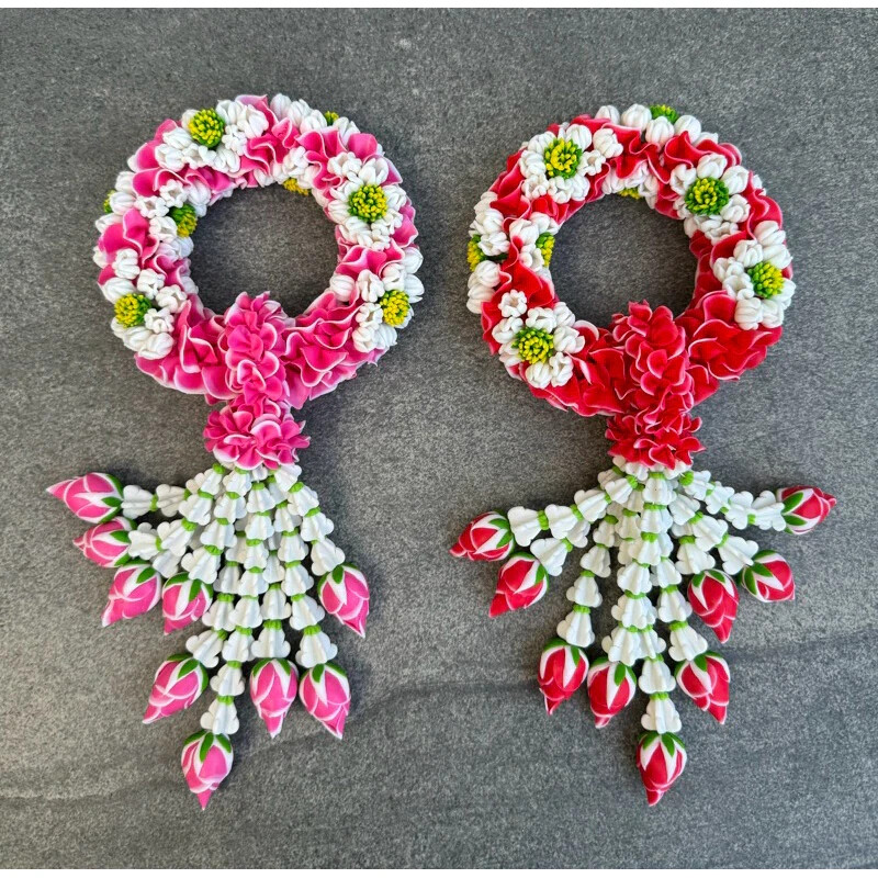 7 in. Clay Worship Garland Votive Asian Thai Display Decorative Souvenirs Gifts