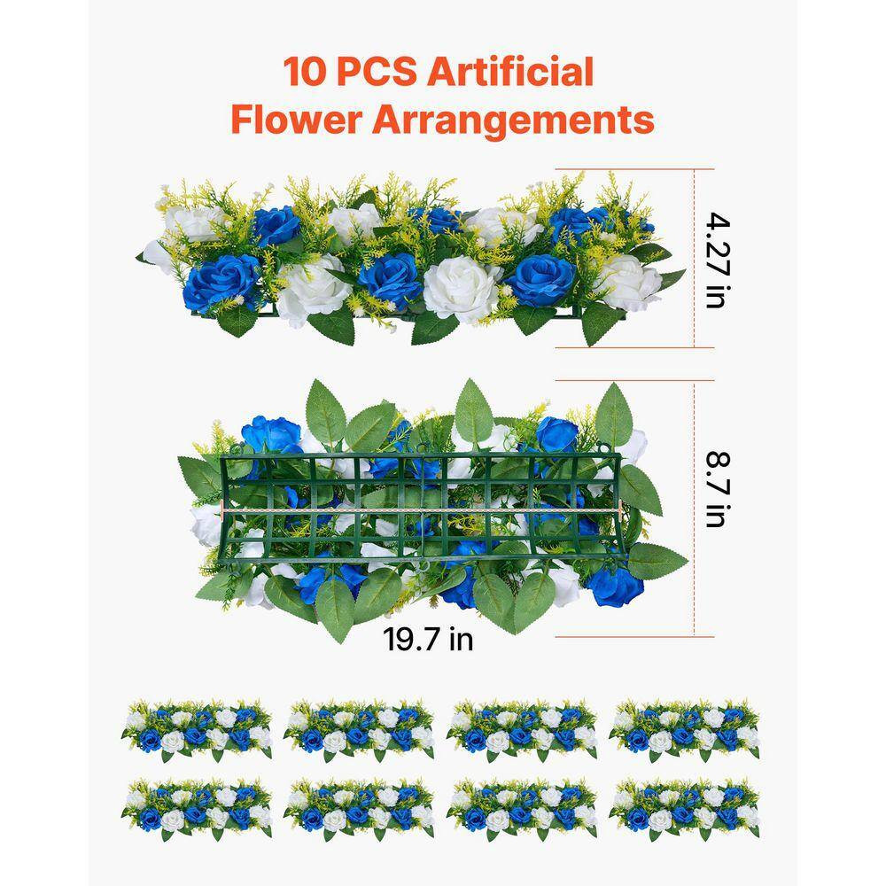 4.7 In. H Blue and White Roses Artificial Flower Ball Arrangement Bouquet 10-Pie