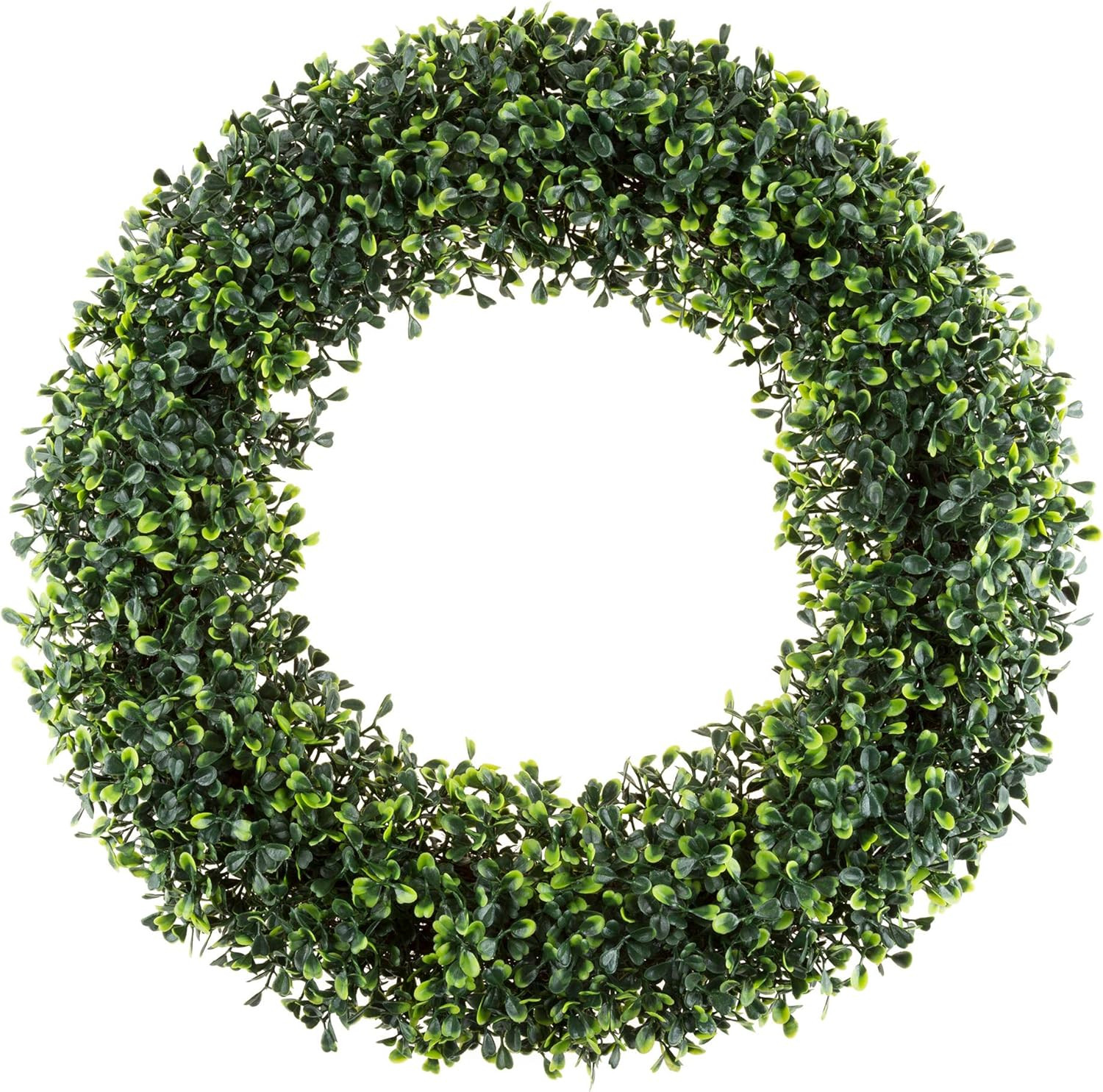 19.5-Inch Boxwood Wreath – round UV Resistant Artificial Spring, Summer, Fall, o