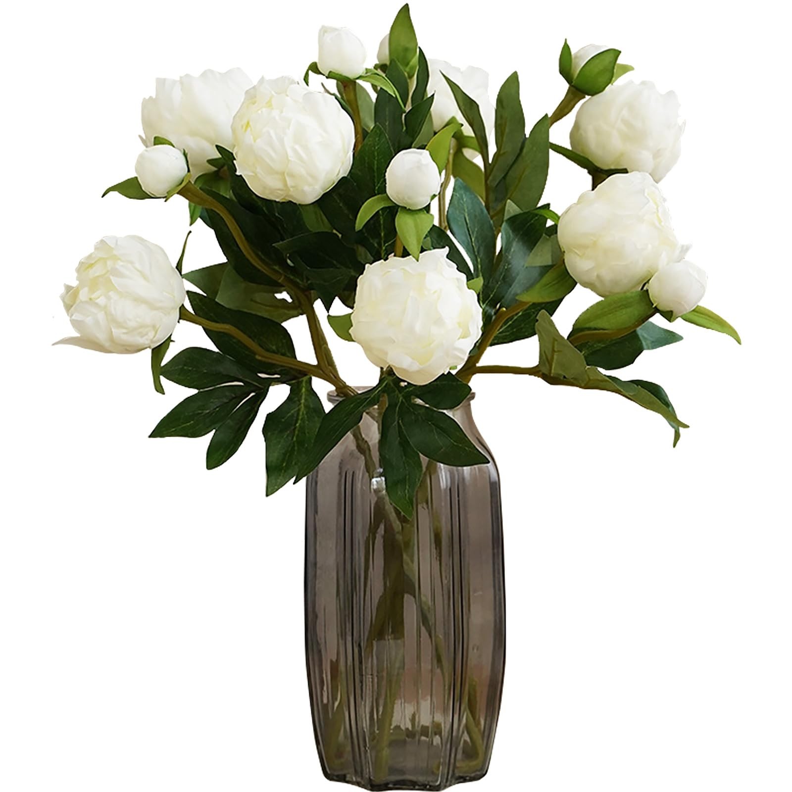 White Peonies Artificial Flowers 8pcs Peony Silk Flowers Fake White Flowers f…